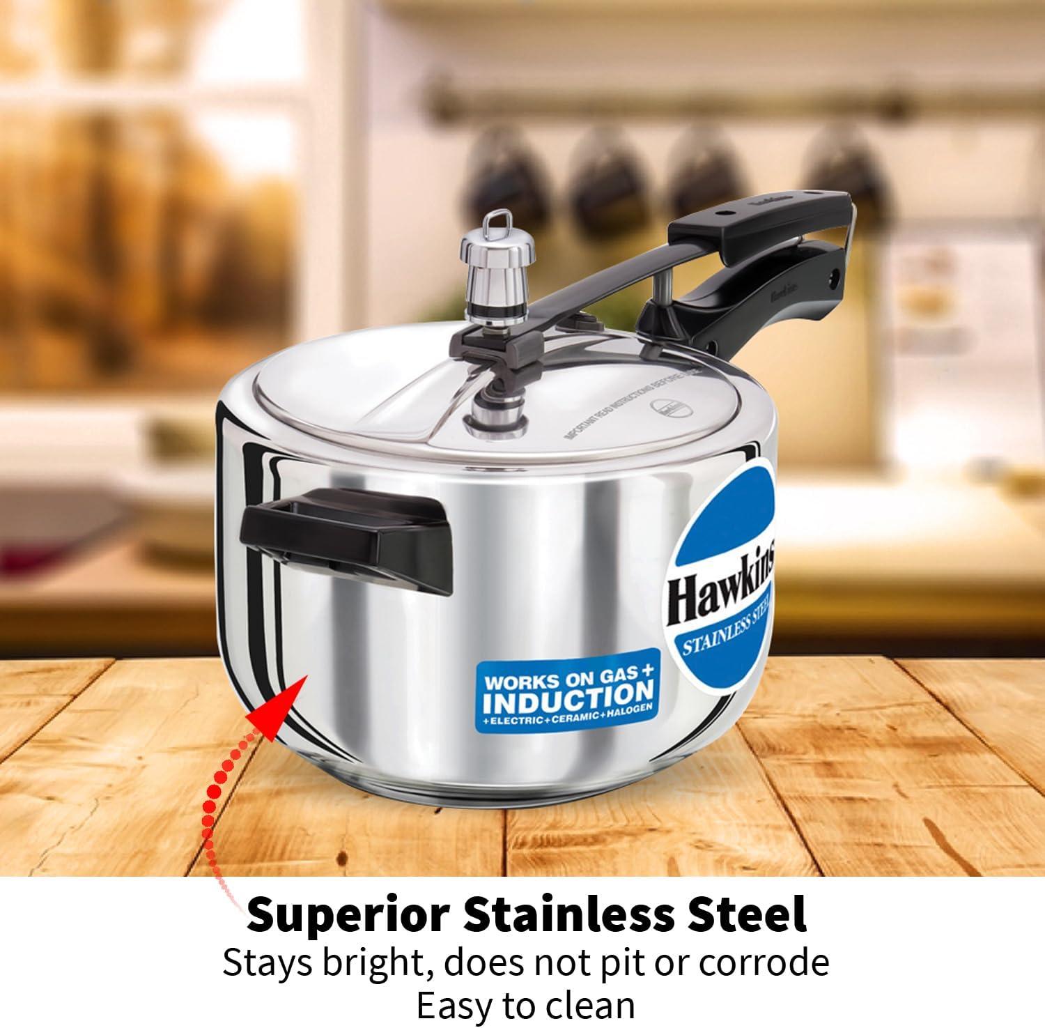 image:imageHawkins 4 Litre Pressure Cooker Stainless Steel Inner Lid Cooker Induction Cooker Silver Hss40 4 Liter42 Quarts