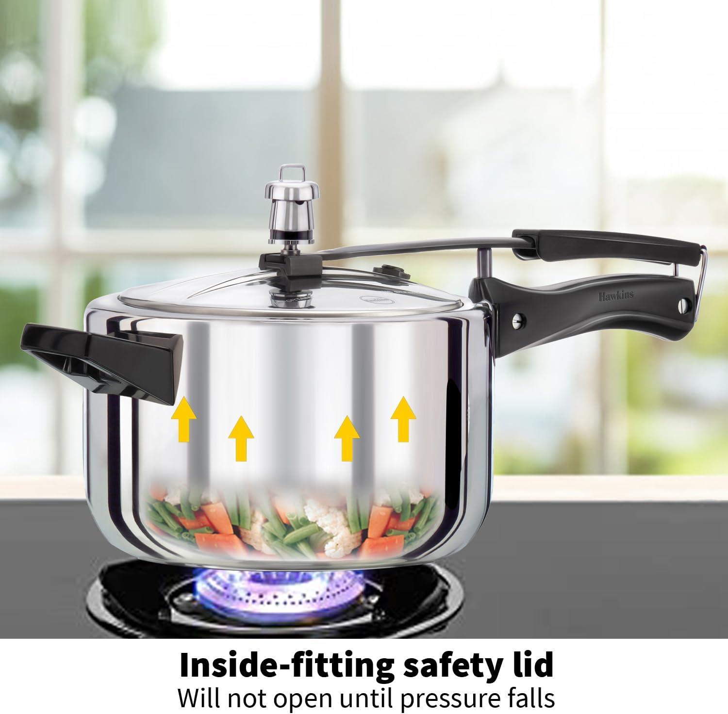 image:imageHawkins 4 Litre Pressure Cooker Stainless Steel Inner Lid Cooker Induction Cooker Silver Hss40 4 Liter42 Quarts