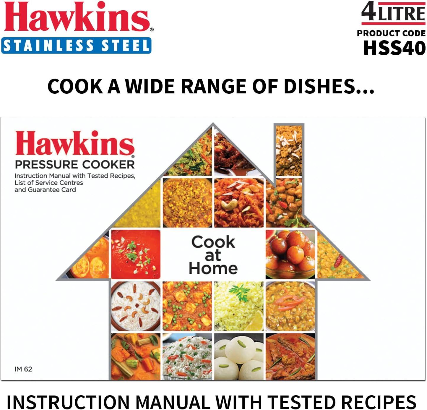 image:imageHawkins 4 Litre Pressure Cooker Stainless Steel Inner Lid Cooker Induction Cooker Silver Hss40 4 Liter42 Quarts
