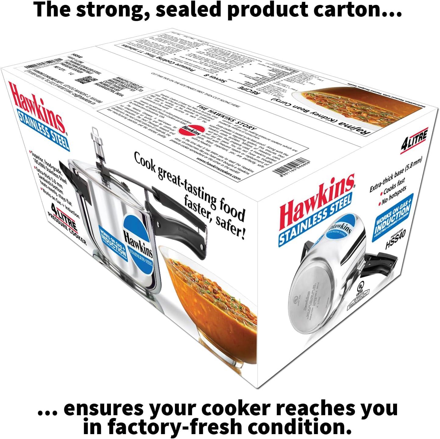 image:imageHawkins 4 Litre Pressure Cooker Stainless Steel Inner Lid Cooker Induction Cooker Silver Hss40 4 Liter42 Quarts