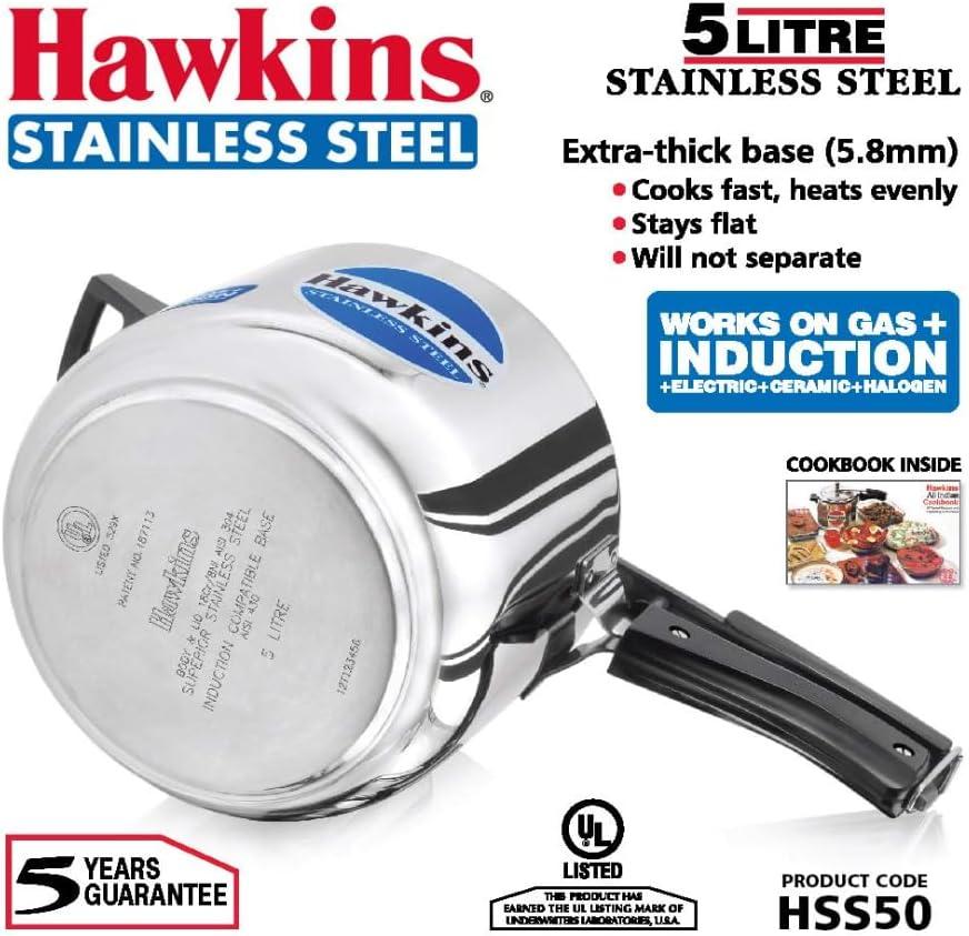 image:imageHawkins 4 Litre Pressure Cooker Stainless Steel Inner Lid Cooker Induction Cooker Silver Hss40 4 Liter53 Quarts