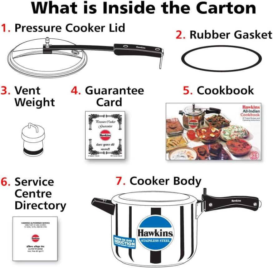 image:imageHawkins 4 Litre Pressure Cooker Stainless Steel Inner Lid Cooker Induction Cooker Silver Hss40 4 Liter53 Quarts