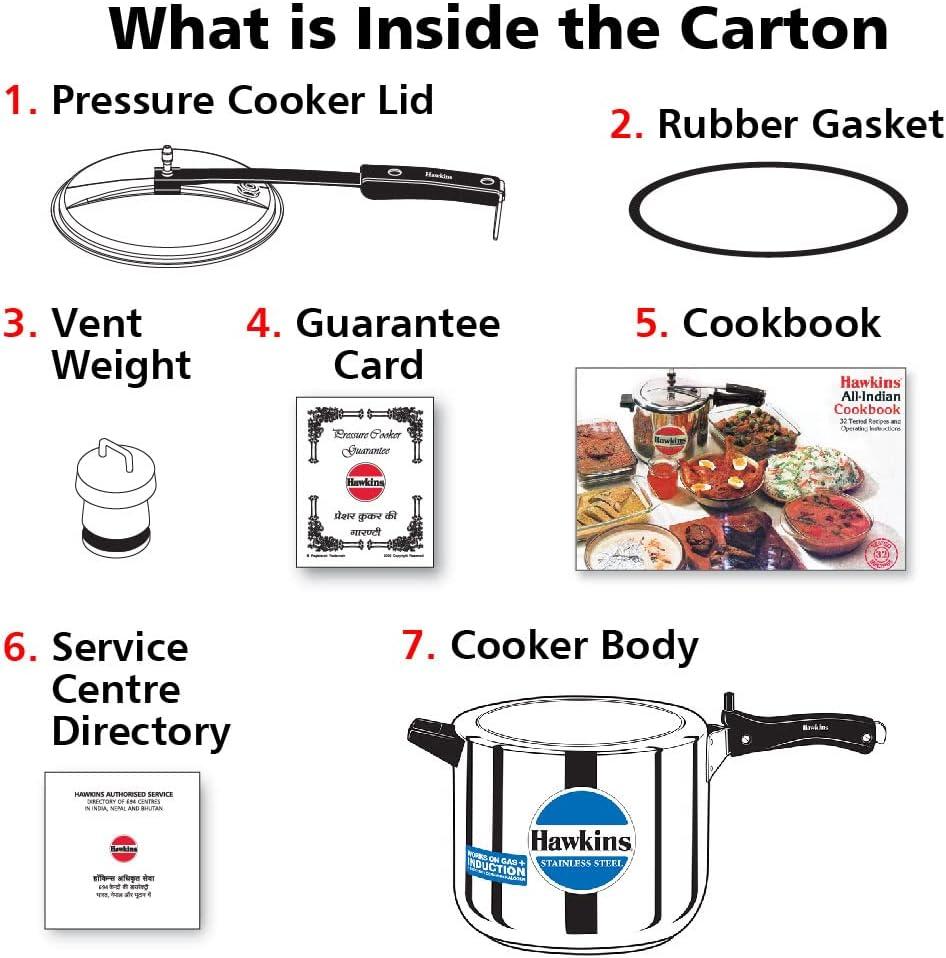 image:imageHawkins 4 Litre Pressure Cooker Stainless Steel Inner Lid Cooker Induction Cooker Silver Hss40 4 Liter63 Quarts