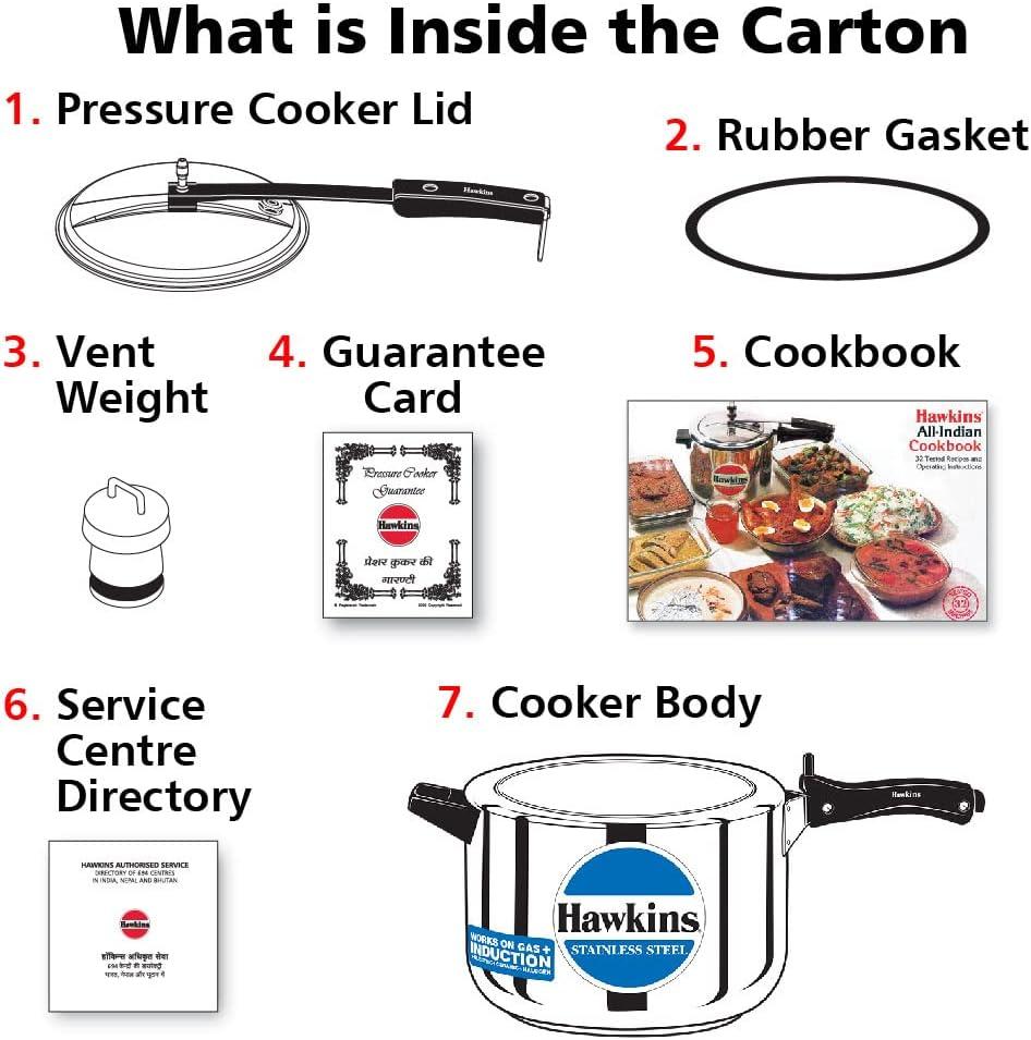 image:imageHawkins 4 Litre Pressure Cooker Stainless Steel Inner Lid Cooker Induction Cooker Silver Hss40 4 Liter85 Quarts