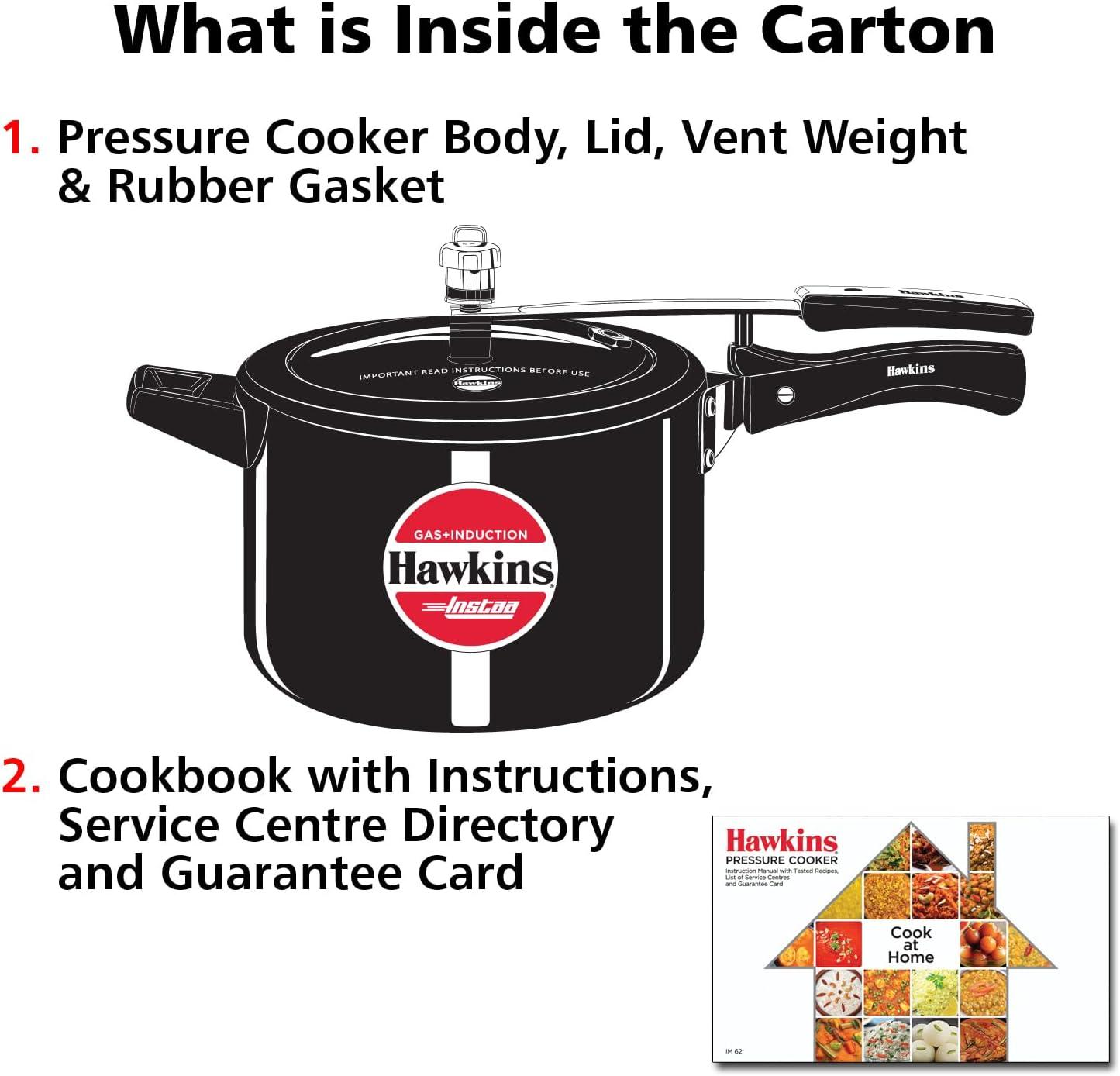 image:imageHawkins 5 Litre Instaa Pressure Cooker Induction Inner Lid Tall Body Hard Anodised Cooker Best Black Cooker Black IIH50