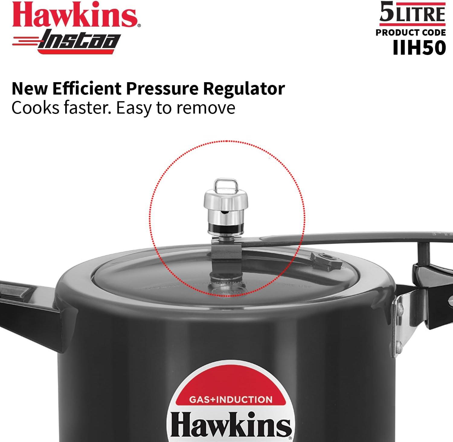 image:imageHawkins 5 Litre Instaa Pressure Cooker Induction Inner Lid Tall Body Hard Anodised Cooker Best Black Cooker Black IIH50