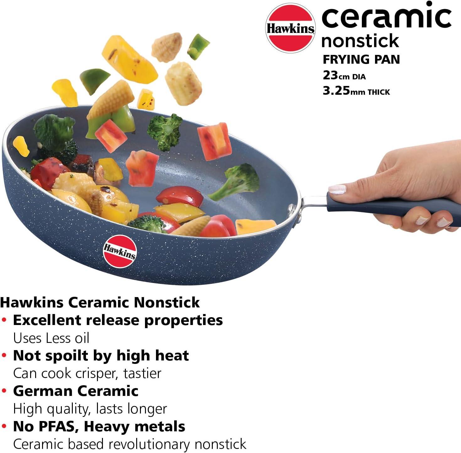 image:imageHawkins Ceramic Nonstick Frying Pan 23 cm Diameter Induction Fry Pan Granite Omlette Egg Pan Fish Pan Blue ICF23