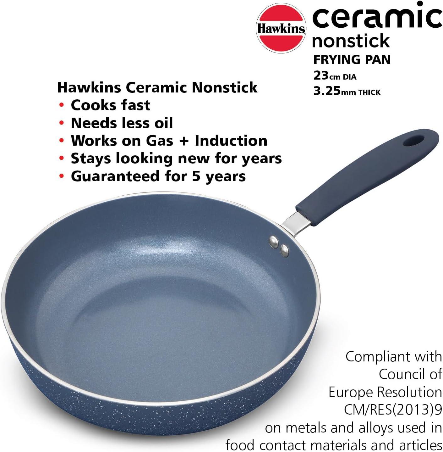 image:imageHawkins Ceramic Nonstick Frying Pan 23 cm Diameter Induction Fry Pan Granite Omlette Egg Pan Fish Pan Blue ICF23
