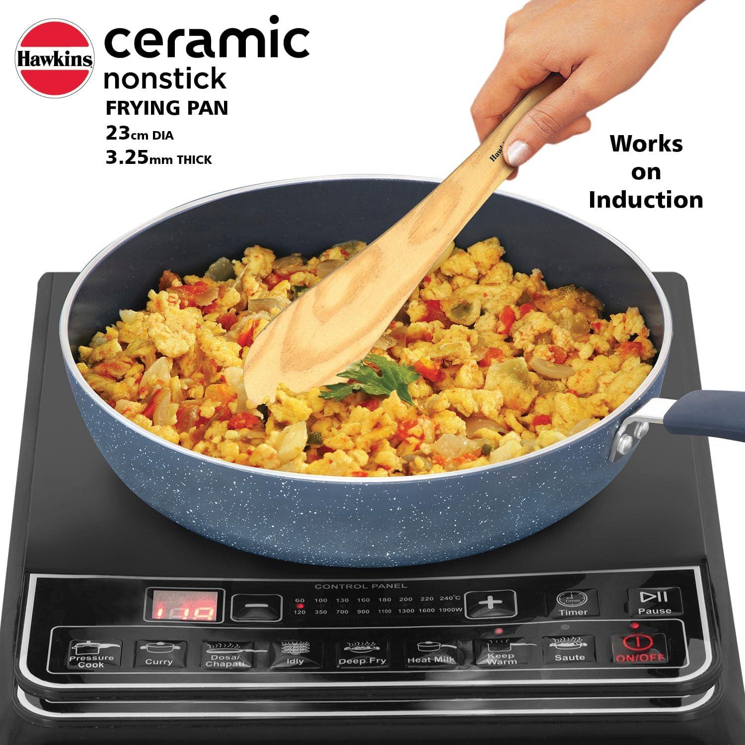 image:imageHawkins Ceramic Nonstick Frying Pan 23 cm Diameter Induction Fry Pan Granite Omlette Egg Pan Fish Pan Blue ICF23
