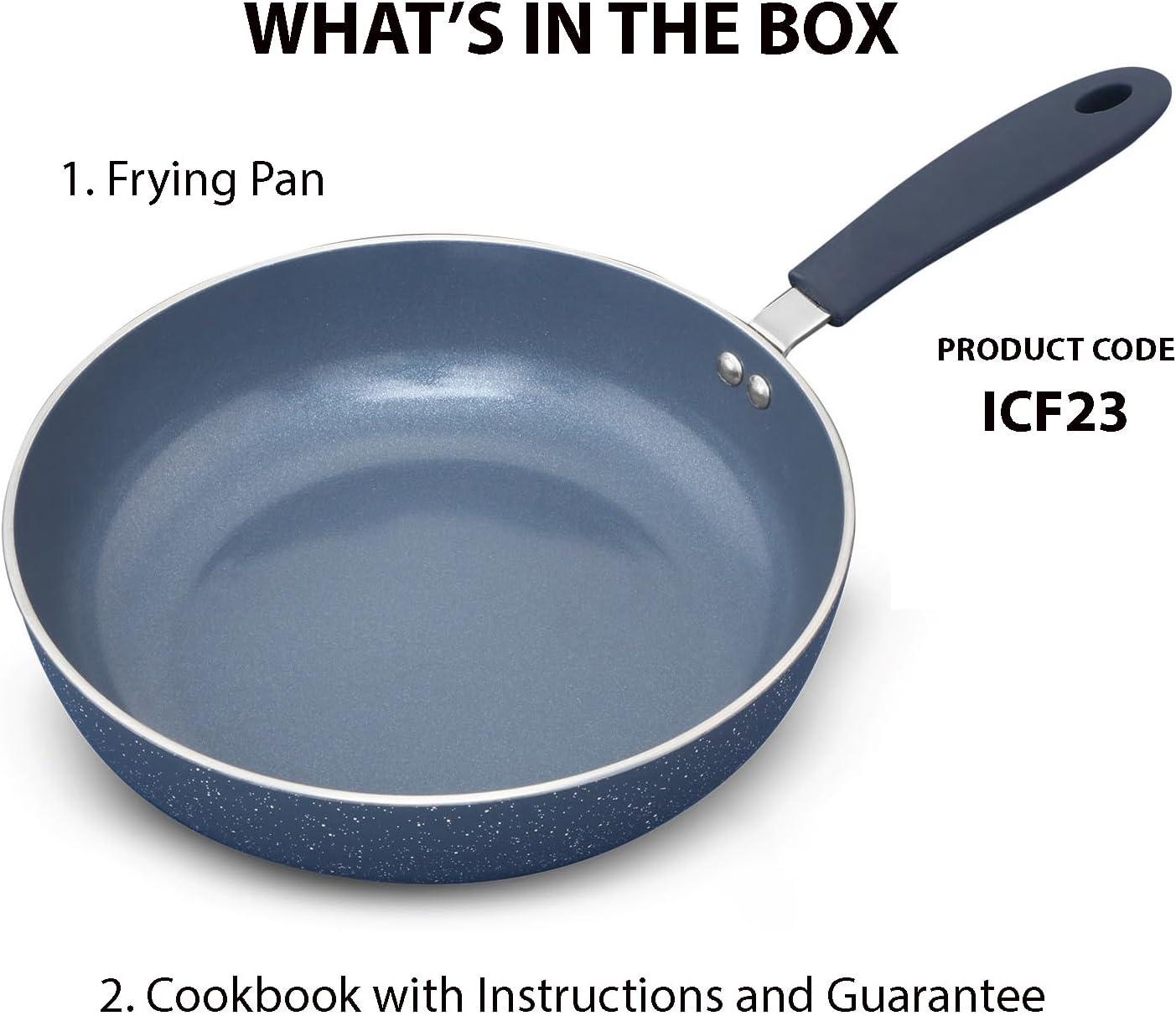 image:imageHawkins Ceramic Nonstick Frying Pan 23 cm Diameter Induction Fry Pan Granite Omlette Egg Pan Fish Pan Blue ICF23
