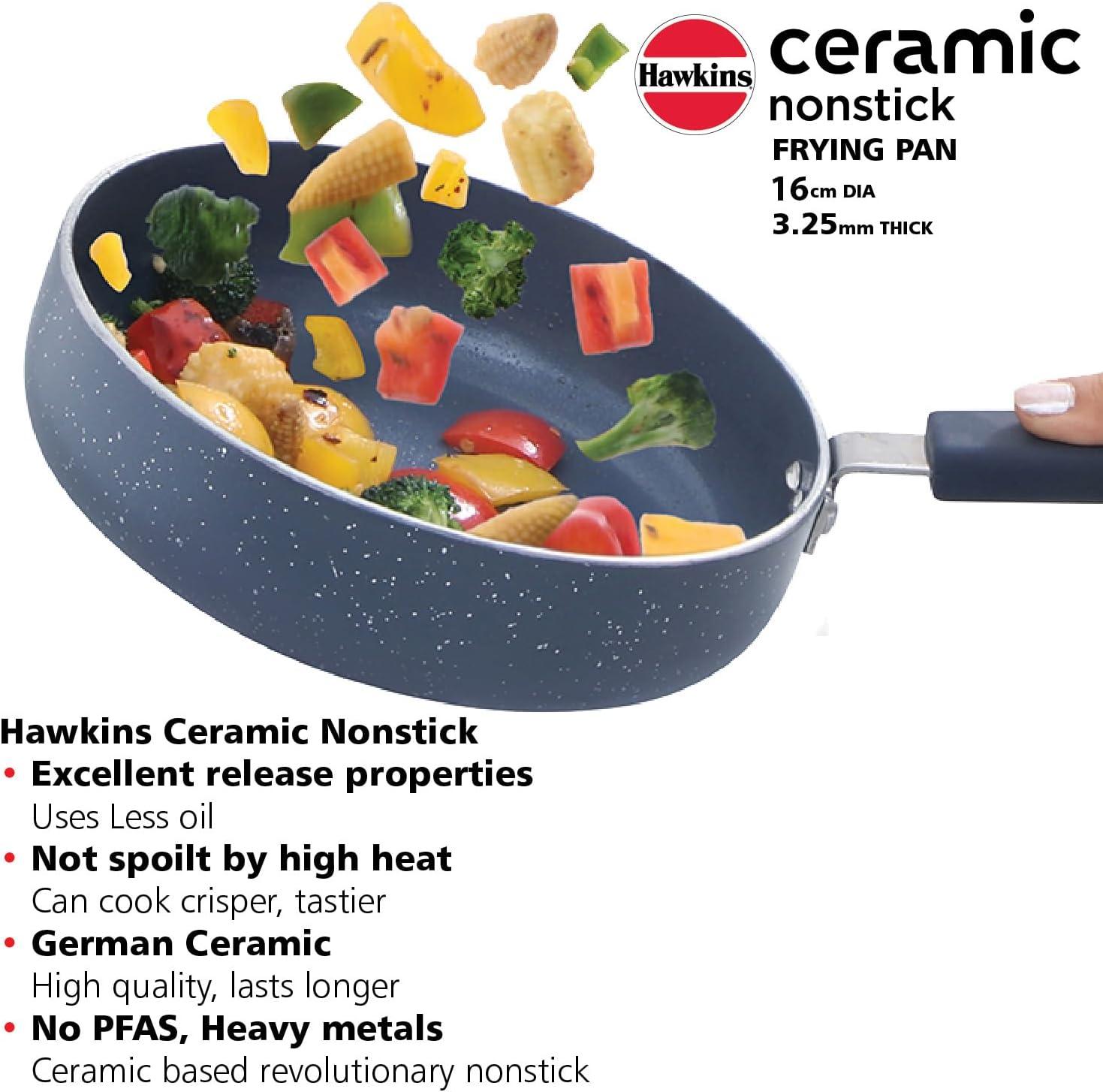 image:imageHawkins Ceramic Nonstick Frying Pan Small Cooking Pan 17 cm Diameter Induction Fry Pan with Glass Lid Granite Omlette Egg Pan Fish Pan ICF17G