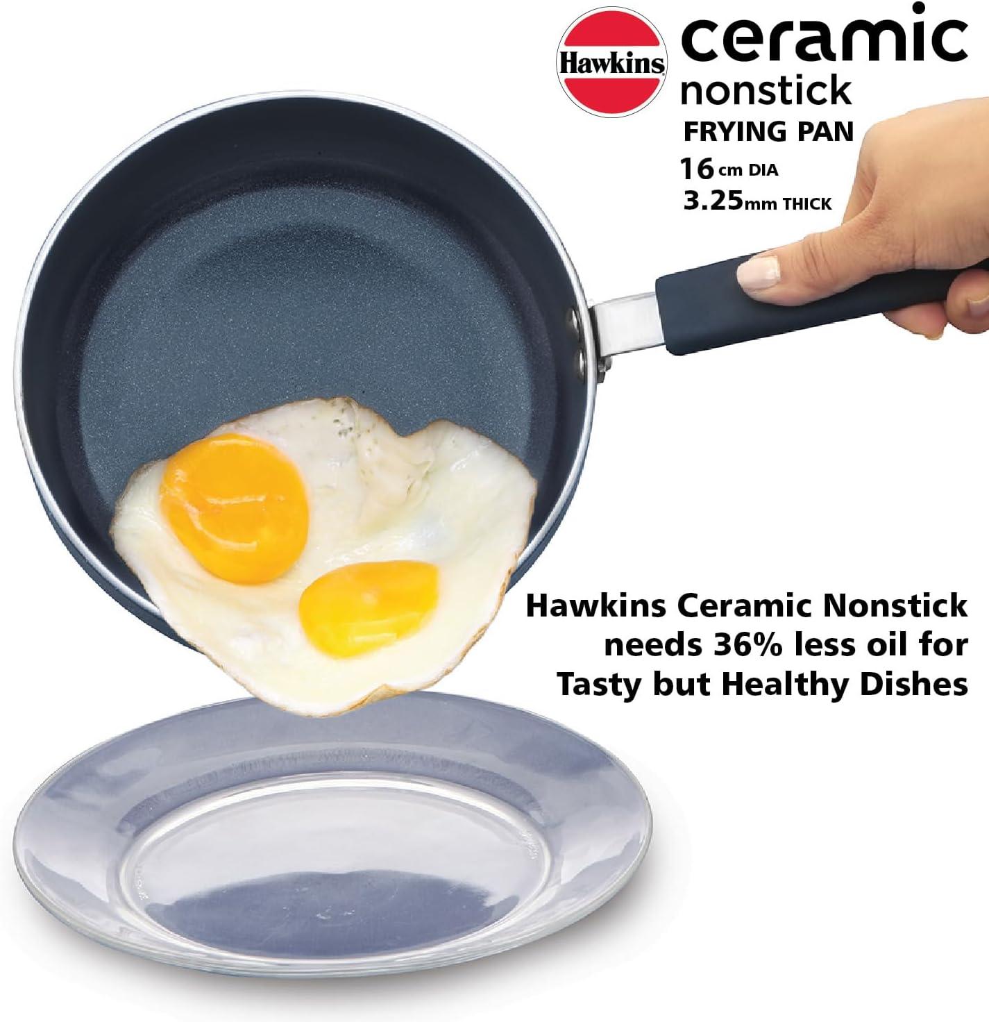 image:imageHawkins Ceramic Nonstick Induction Frying Pan 16 cm Diameter Granite Omlette EggFish Fry Pan Blue ICF16