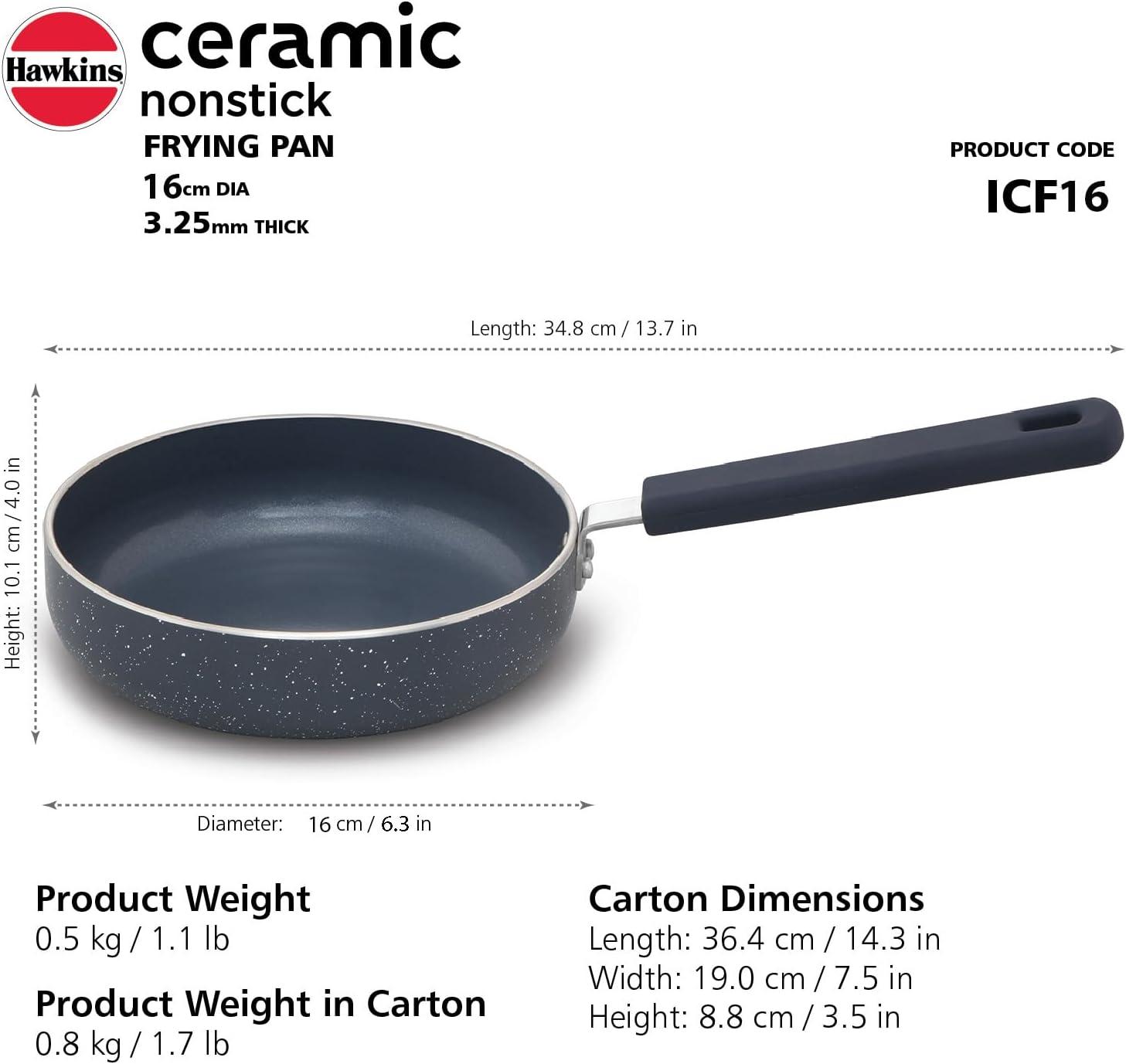image:imageHawkins Ceramic Nonstick Induction Frying Pan 16 cm Diameter Granite Omlette EggFish Fry Pan Blue ICF16