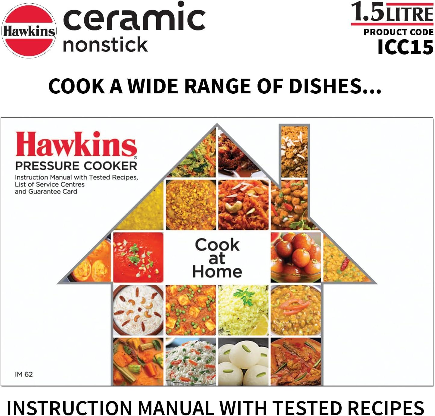 image:imageHawkins Ceramic Nonstick Pressure Cooker Induction Inner Lid Cooker Granite Contura shaped Cooker Best Cooker Blue ICC15 15 Litre16 Quarts