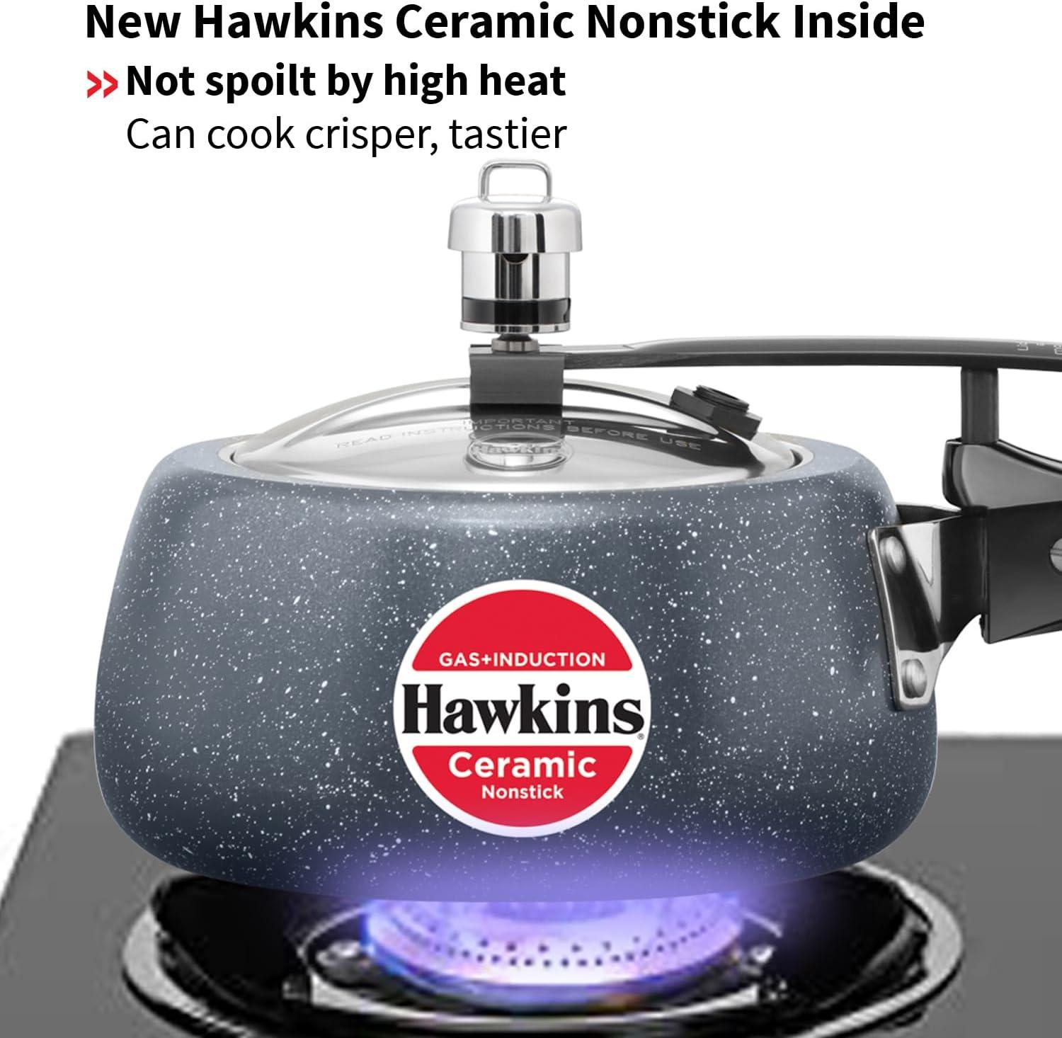 image:imageHawkins Ceramic Nonstick Pressure Cooker Induction Inner Lid Cooker Granite Contura shaped Cooker Best Cooker Blue ICC15 15 Litre16 Quarts
