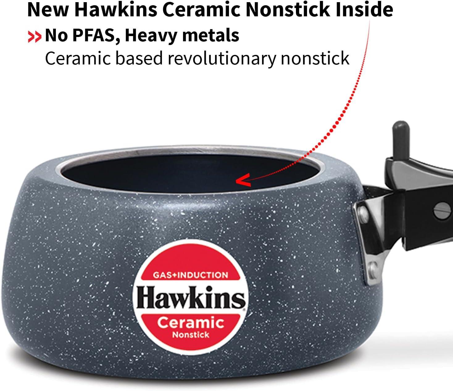 image:imageHawkins Ceramic Nonstick Pressure Cooker Induction Inner Lid Cooker Granite Contura shaped Cooker Best Cooker Blue ICC15 15 Litre16 Quarts