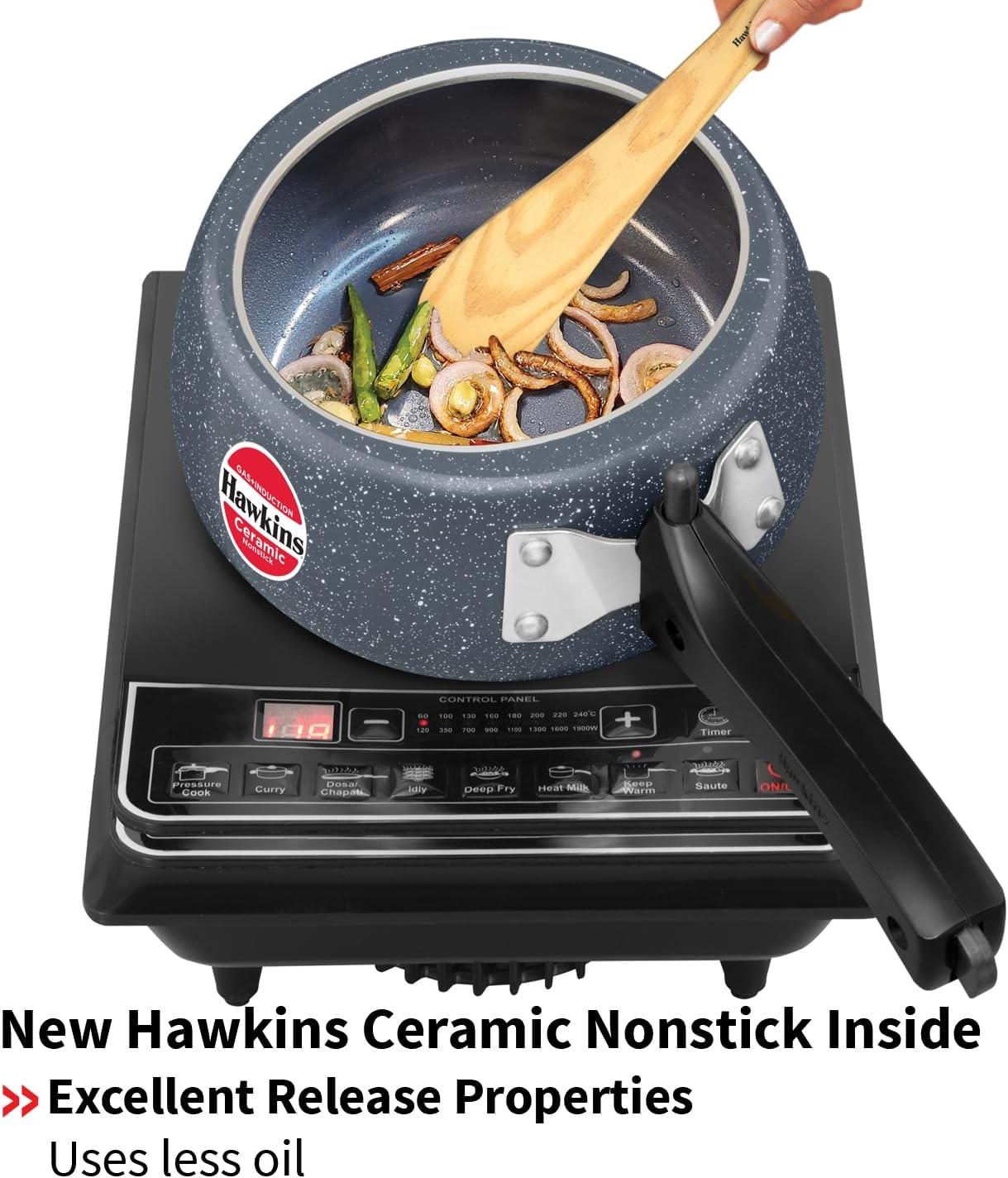 image:imageHawkins Ceramic Nonstick Pressure Cooker Induction Inner Lid Cooker Granite Contura shaped Cooker Best Cooker Blue ICC15 15 Litre16 Quarts