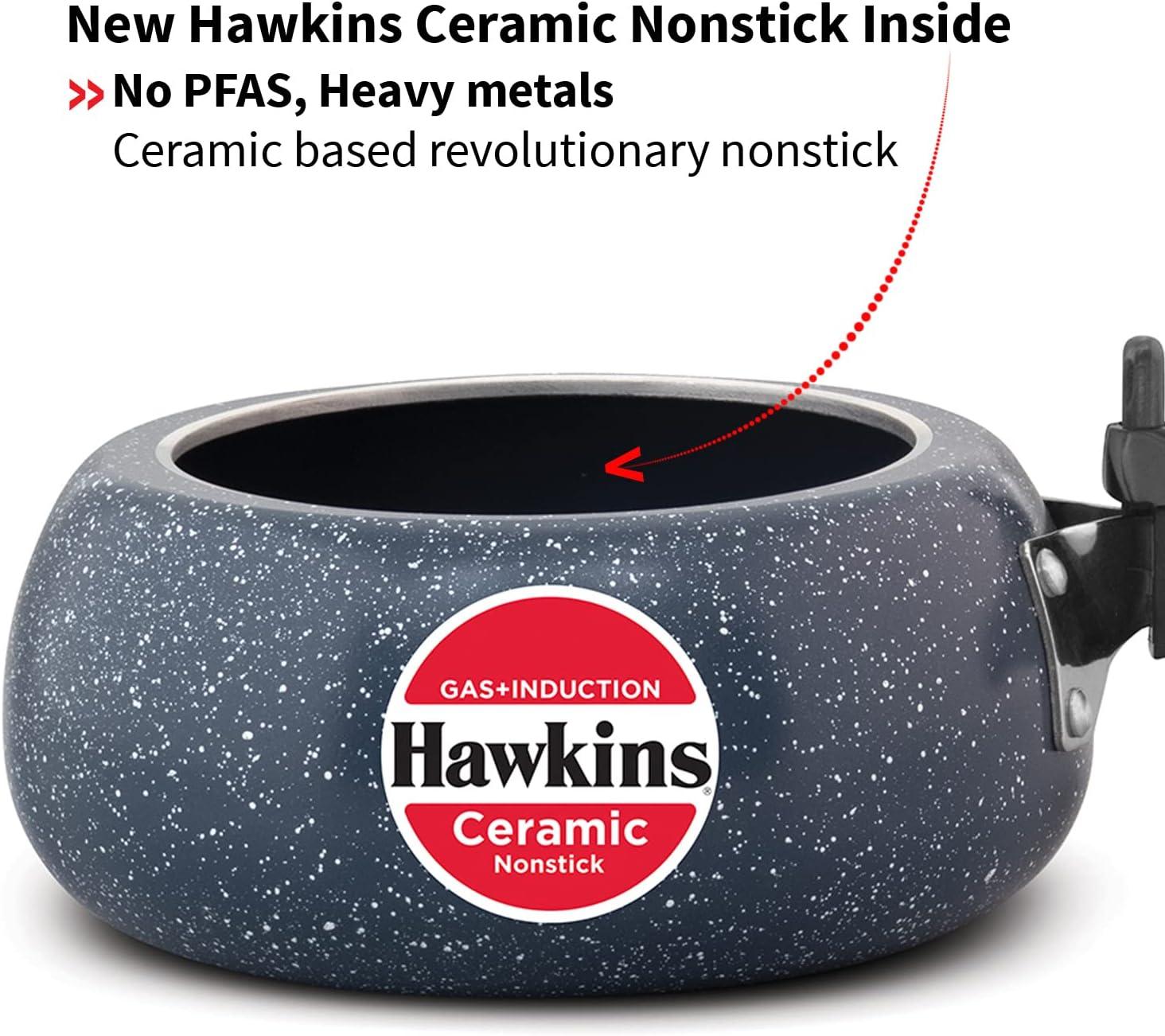 image:imageHawkins Ceramic Nonstick Pressure Cooker Induction Inner Lid Cooker Granite Contura shaped Cooker Best Cooker Blue ICC20 2 Litre