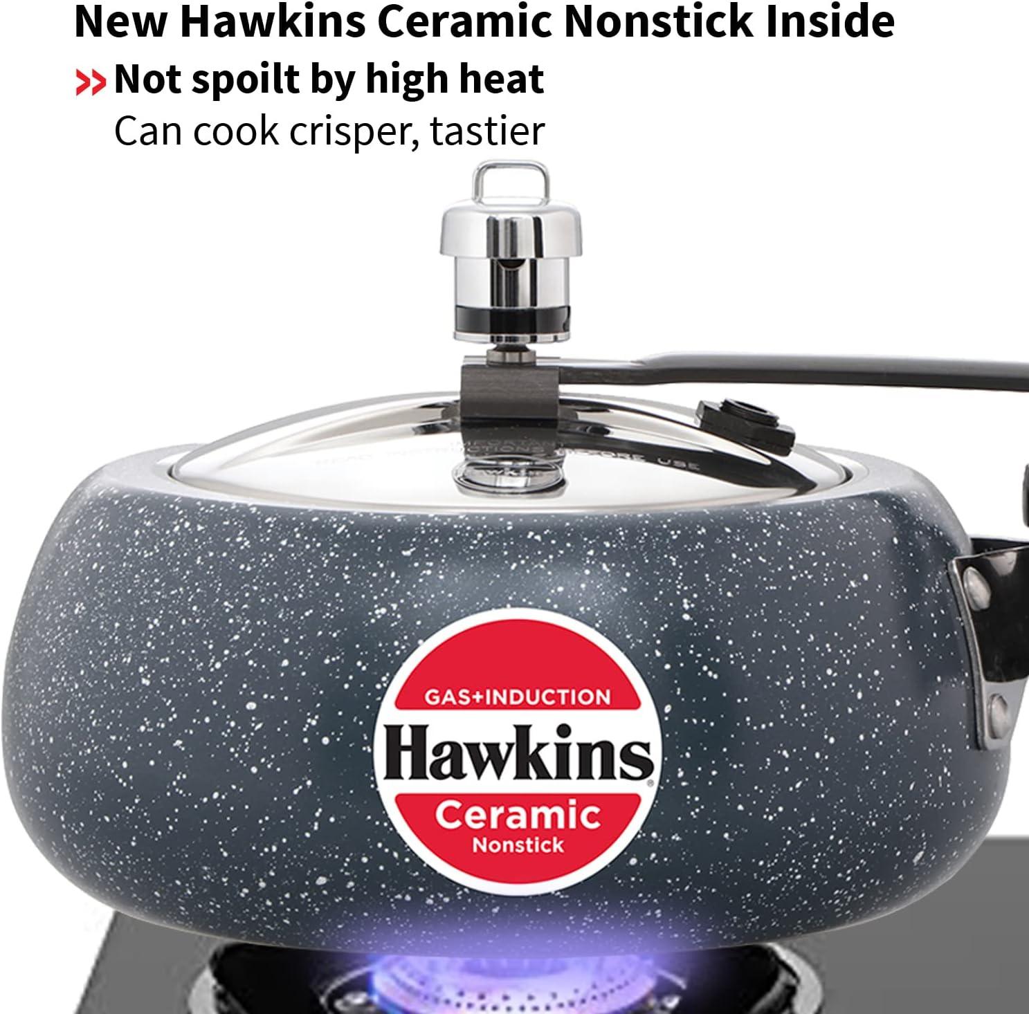 image:imageHawkins Ceramic Nonstick Pressure Cooker Induction Inner Lid Cooker Granite Contura shaped Cooker Best Cooker Blue ICC20 2 Litre