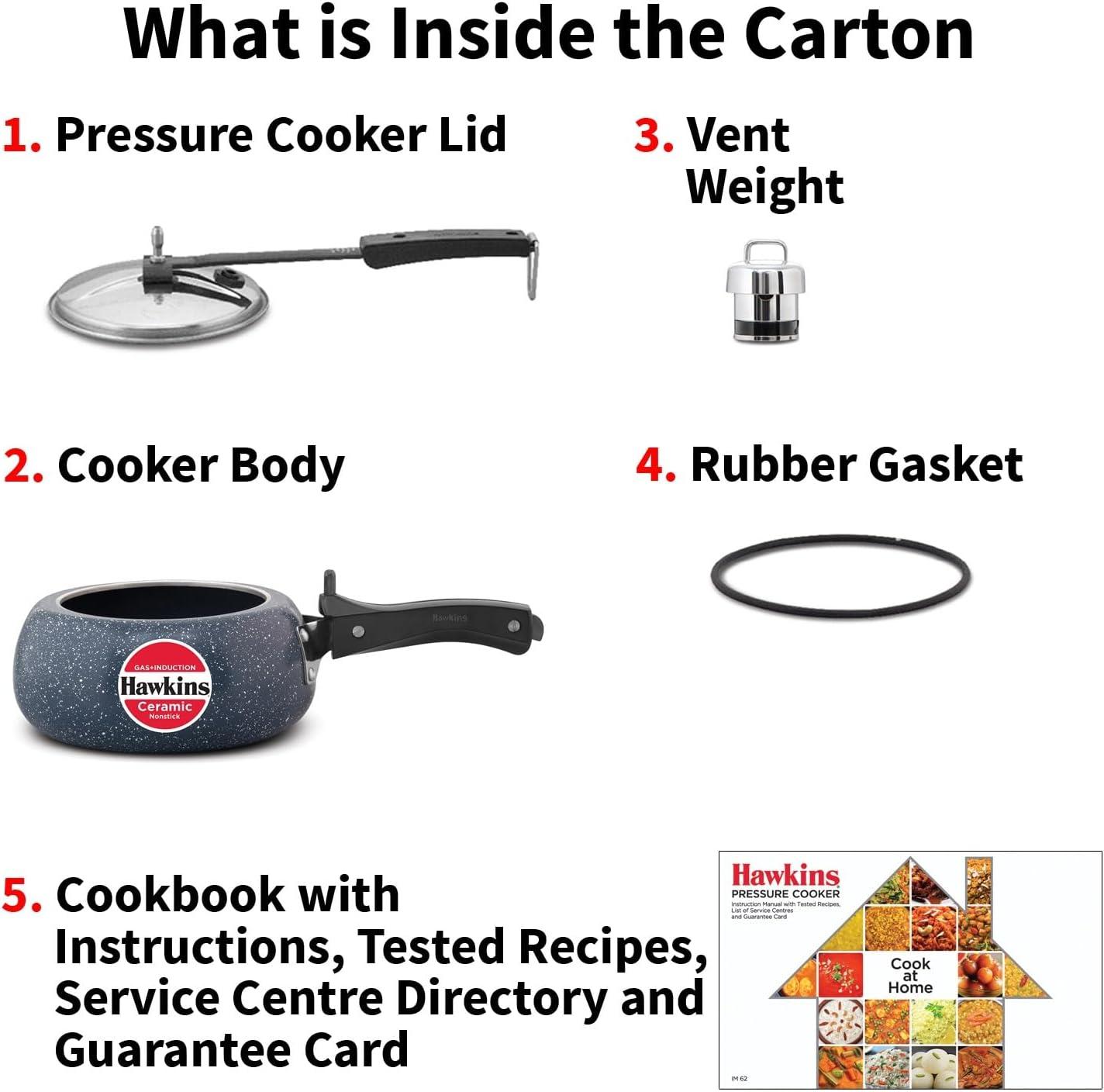 image:imageHawkins Ceramic Nonstick Pressure Cooker Induction Inner Lid Cooker Granite Contura shaped Cooker Best Cooker Blue ICC20 2 Litre