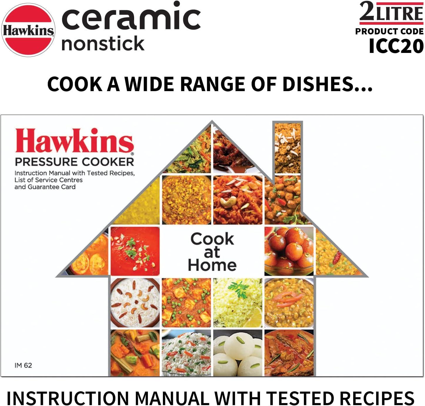 image:imageHawkins Ceramic Nonstick Pressure Cooker Induction Inner Lid Cooker Granite Contura shaped Cooker Best Cooker Blue ICC20 2 Litre