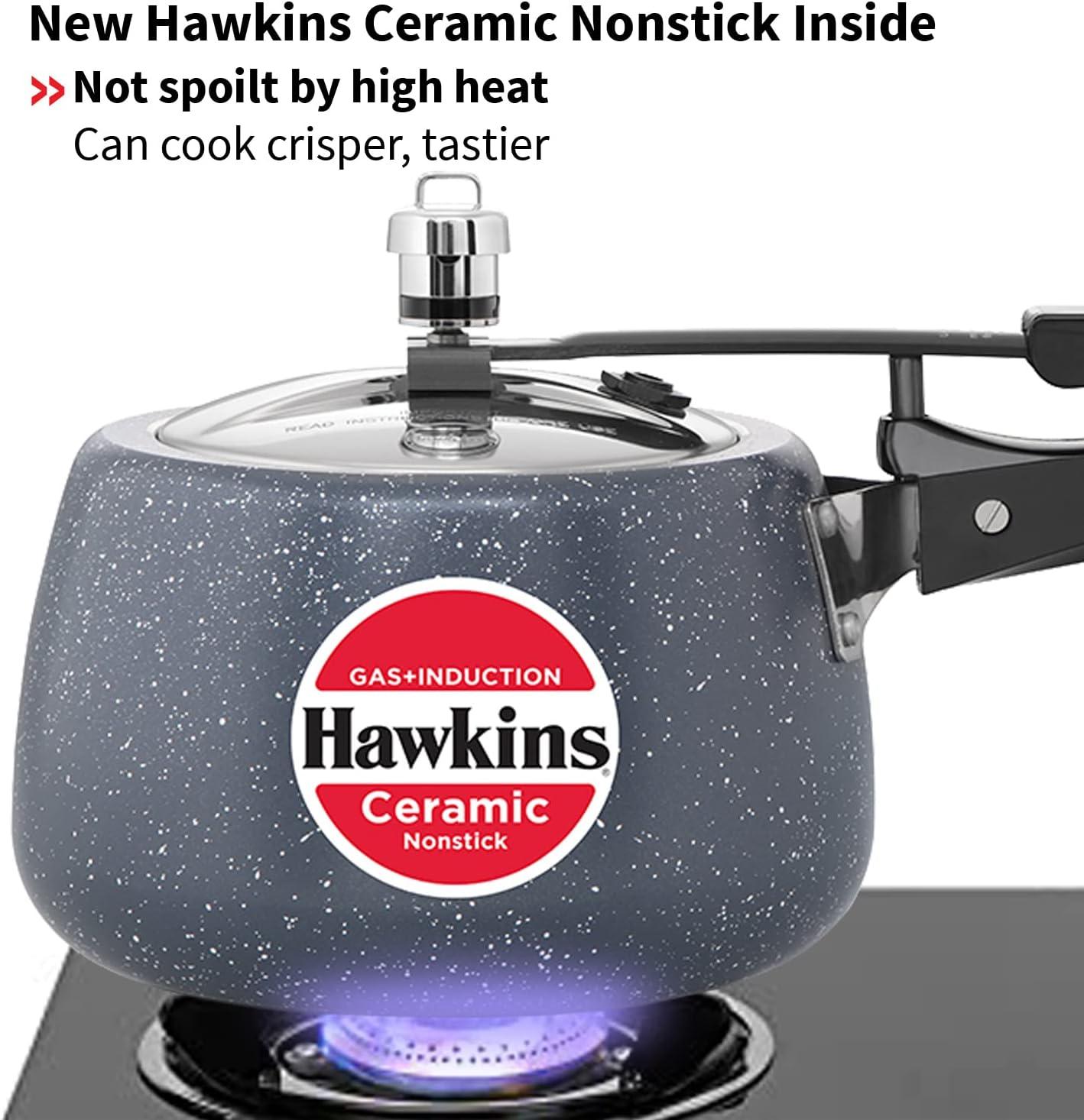 image:imageHawkins Ceramic Nonstick Pressure Cooker Induction Inner Lid Cooker Granite Contura shaped Cooker Best Cooker Blue ICC30 3 Litre