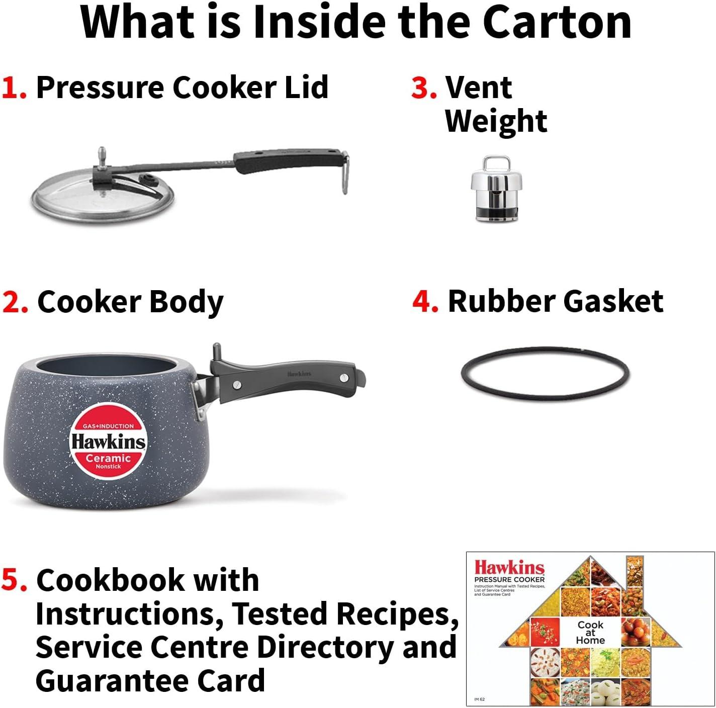 image:imageHawkins Ceramic Nonstick Pressure Cooker Induction Inner Lid Cooker Granite Contura shaped Cooker Best Cooker Blue ICC30 3 Litre