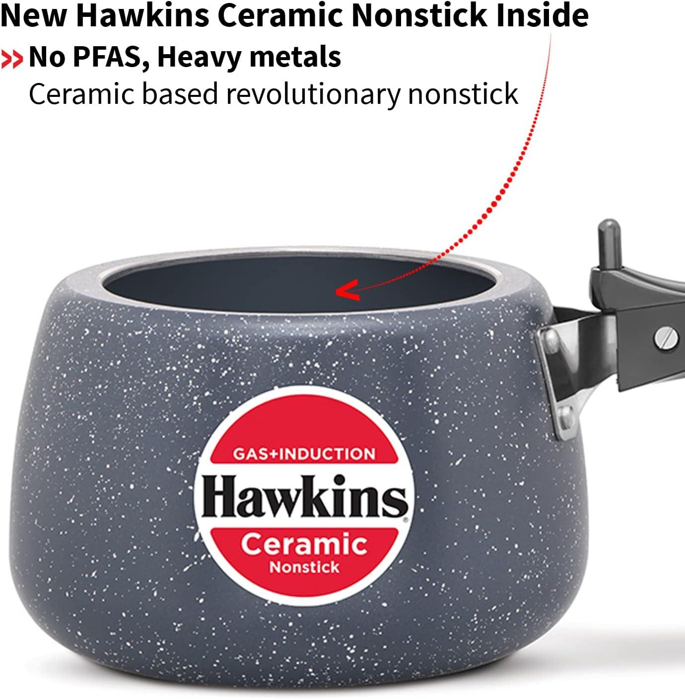 image:imageHawkins Ceramic Nonstick Pressure Cooker Induction Inner Lid Cooker Granite Contura shaped Cooker Best Cooker Blue ICC30 3 Litre