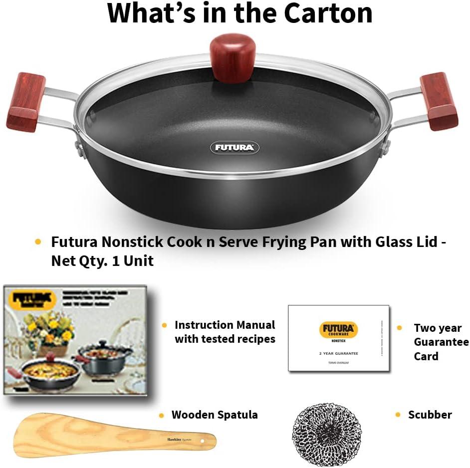 image:imageHawkins FUTURA 3 Litre Nonstick CooknServe Frying Pan with Glass Lid Diameter 28 cm Black NCF28G