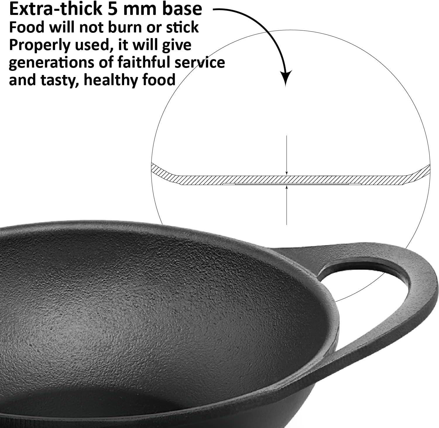 image:imageHawkins Futura 2 Litre Cast Iron Kadhai Naturally Nonstick Cast Iron Kadai with Glass Lid Cast Iron Cookware for Kitchen Black CIK20G