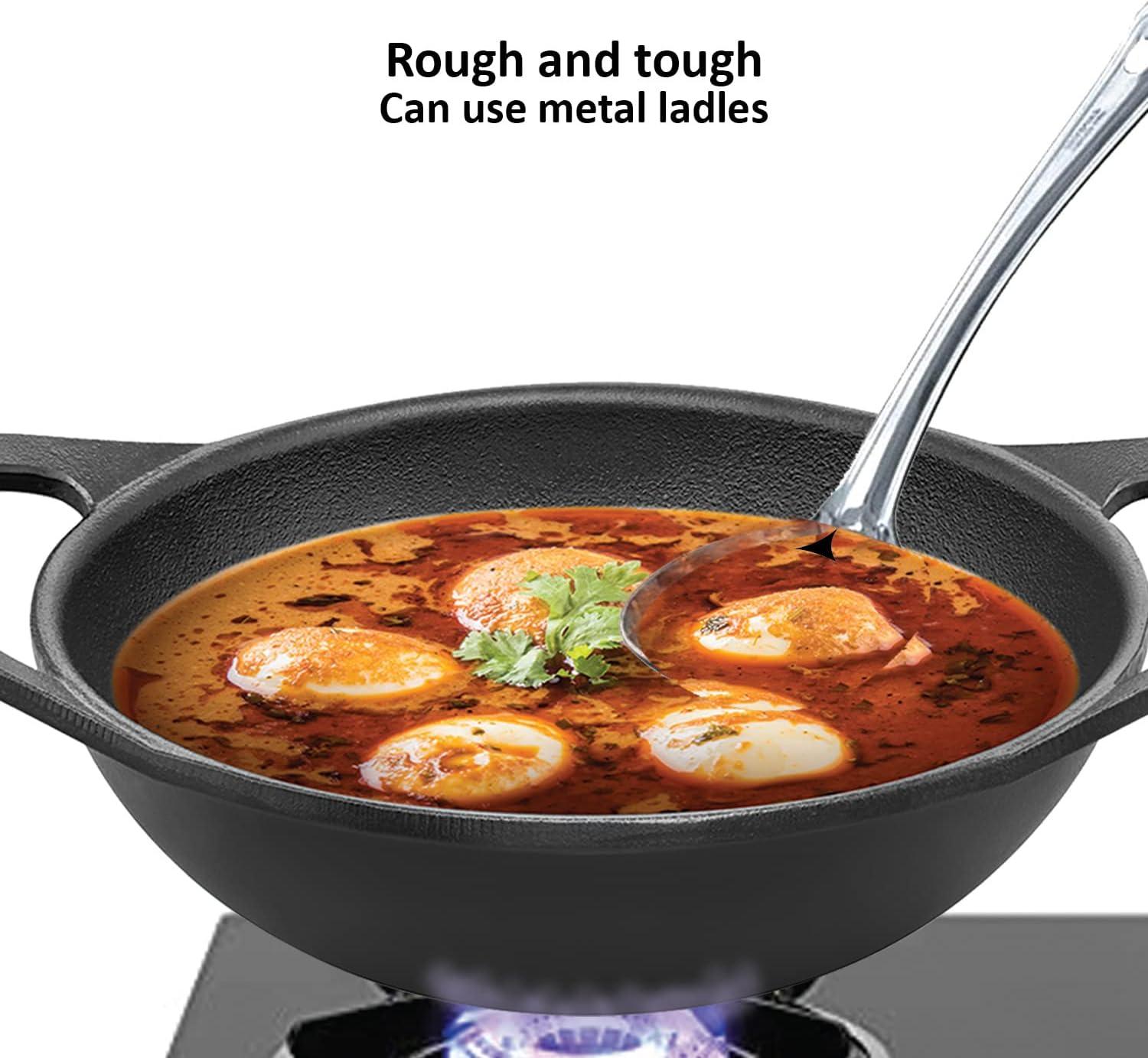 image:imageHawkins Futura 2 Litre Cast Iron Kadhai Naturally Nonstick Cast Iron Kadai with Glass Lid Cast Iron Cookware for Kitchen Black CIK20G