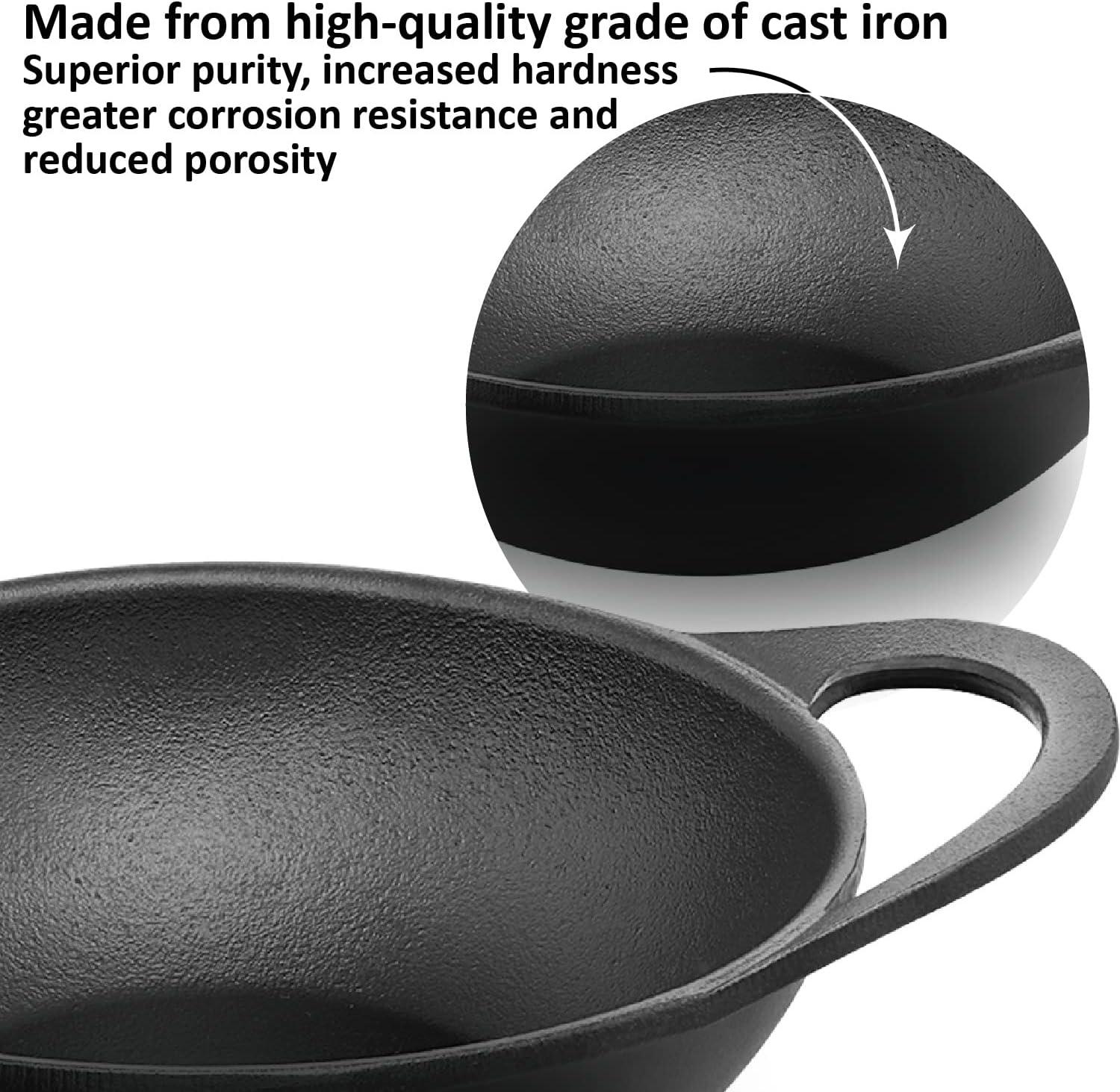 image:imageHawkins Futura 2 Litre Cast Iron Kadhai Naturally Nonstick Cast Iron Kadai with Glass Lid Cast Iron Cookware for Kitchen Black CIK20G