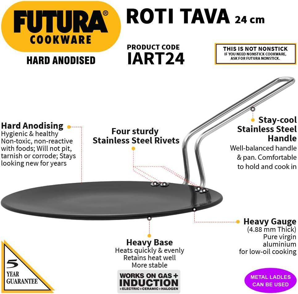 image:imageHawkins Futura 24 cm Roti Tava Hard Anodised Tawa Induction Tawa Black IART24