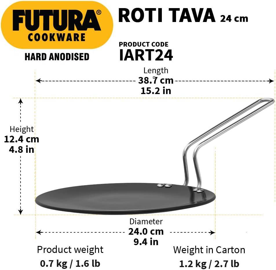 image:imageHawkins Futura 24 cm Roti Tava Hard Anodised Tawa Induction Tawa Black IART24