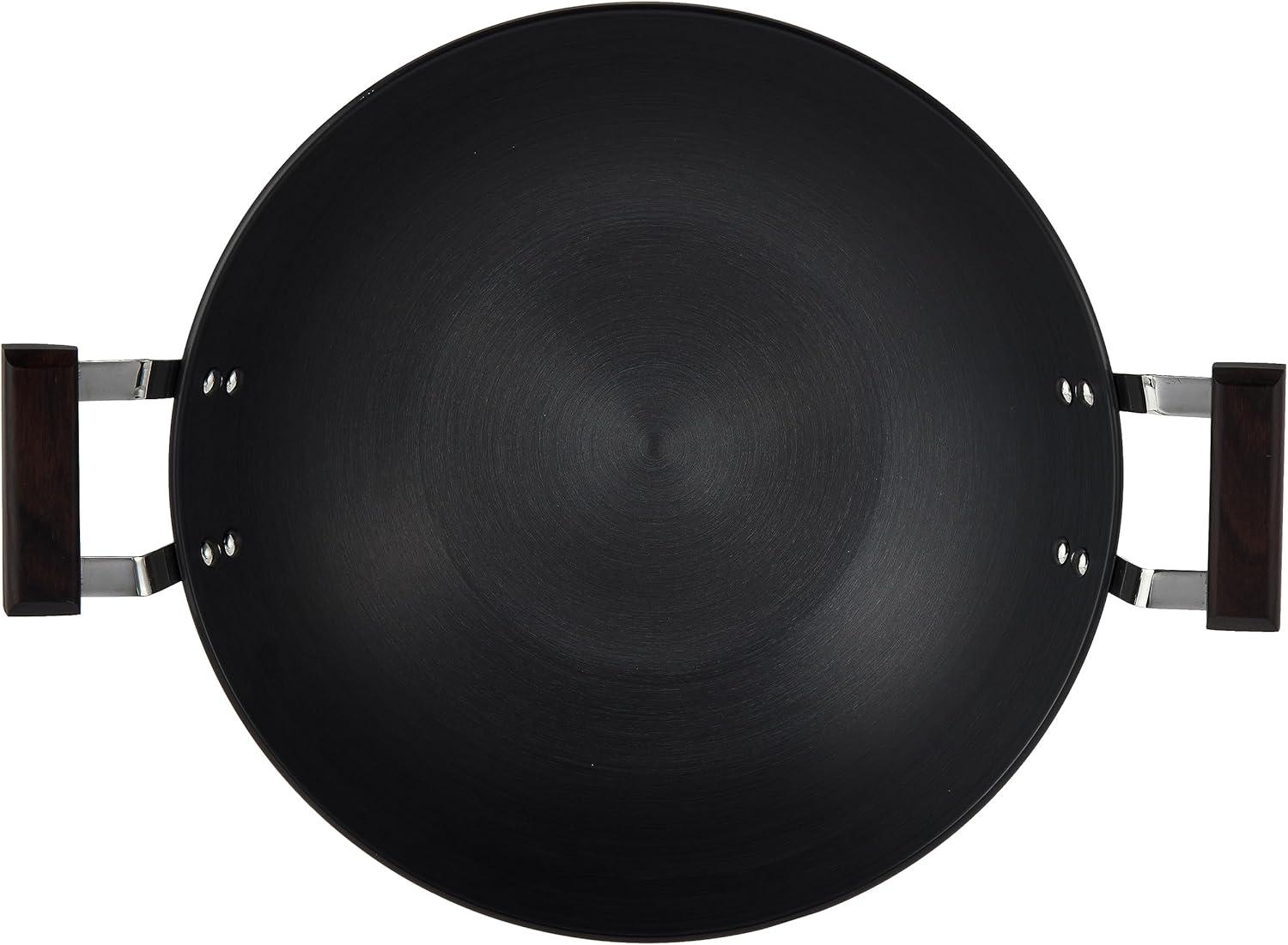 image:imageHawkins Futura 25 Litre Deep Fry Pan Long Handle Hard Anodised Kadai with Stainless Steel Lid Flat Bottom Kadhai Black ADL25S5 L Non Induction