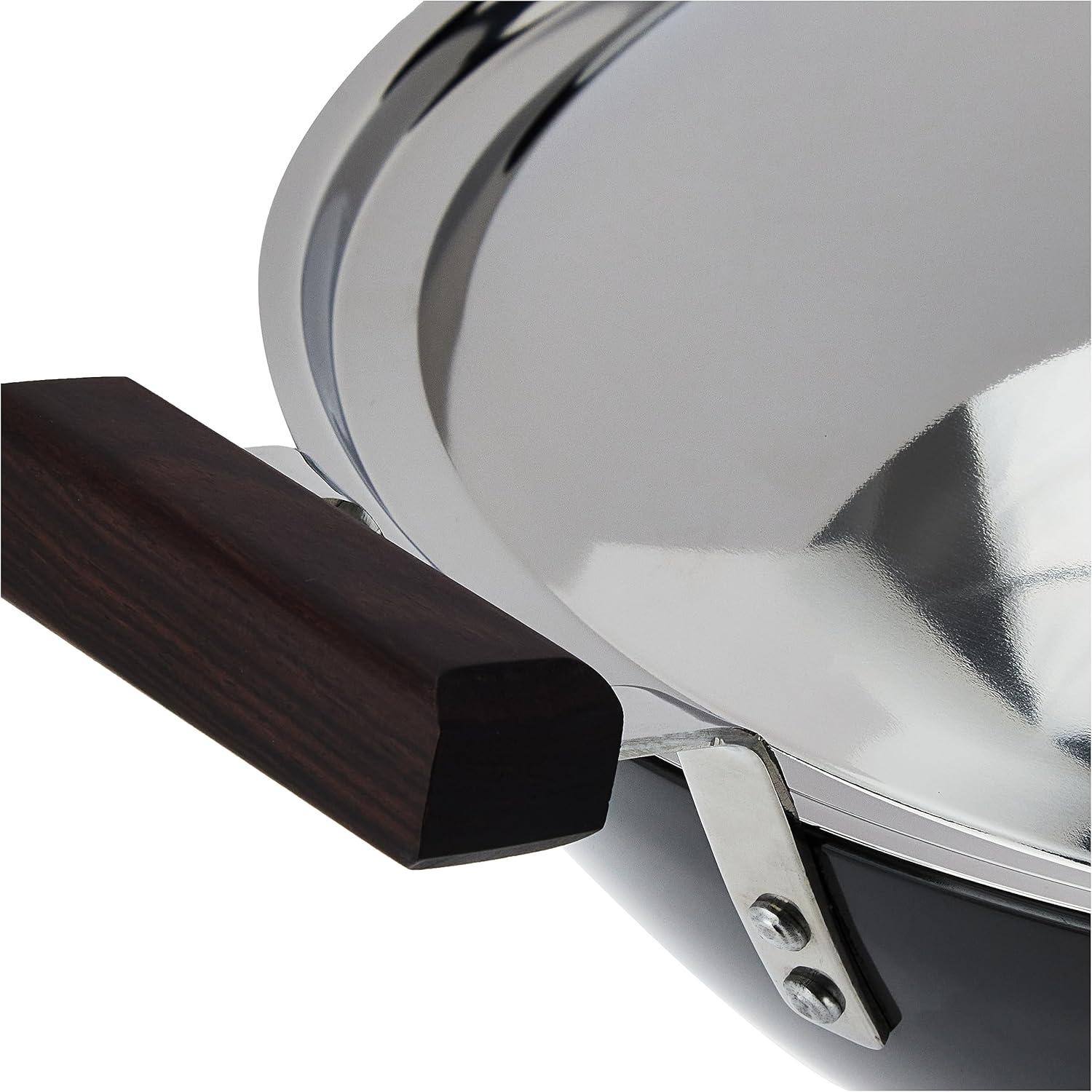 image:imageHawkins Futura 25 Litre Deep Fry Pan Long Handle Hard Anodised Kadai with Stainless Steel Lid Flat Bottom Kadhai Black ADL25S5 L Non Induction