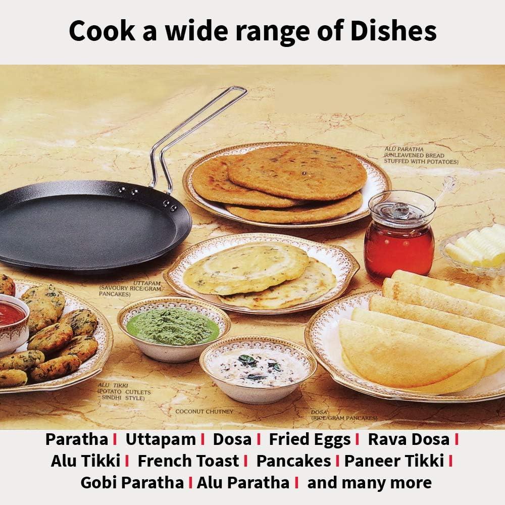 image:imageHawkins Futura 26 cm Flat Tava Non Stick Tawa with Plastic Handle Tawa with Rim Pancake Pan Flat Pan Black NFT26P85 inches