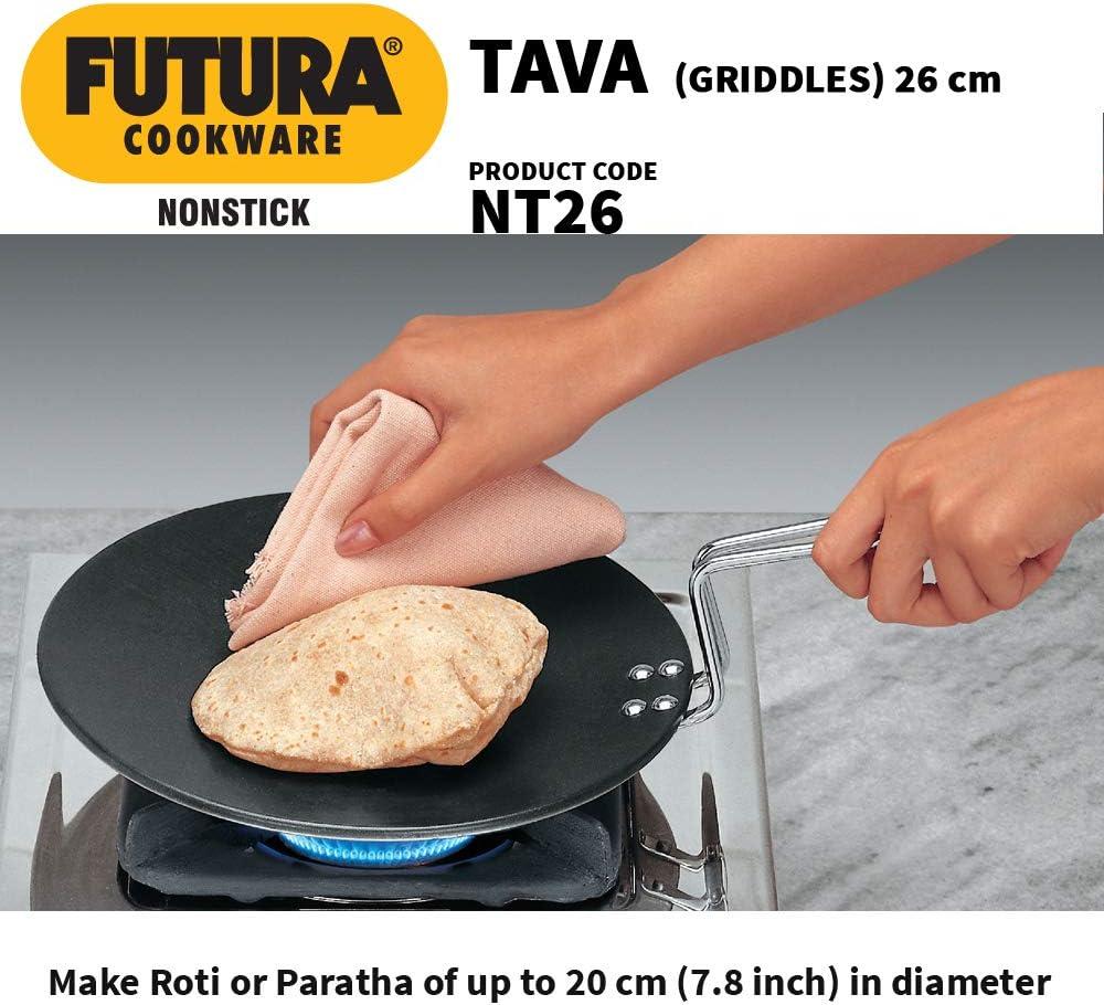 image:imageHawkins Futura 26 cm Tava Non Stick Tawa with Stainless Steel Handle Black NT2610 Inch 406mm Thick