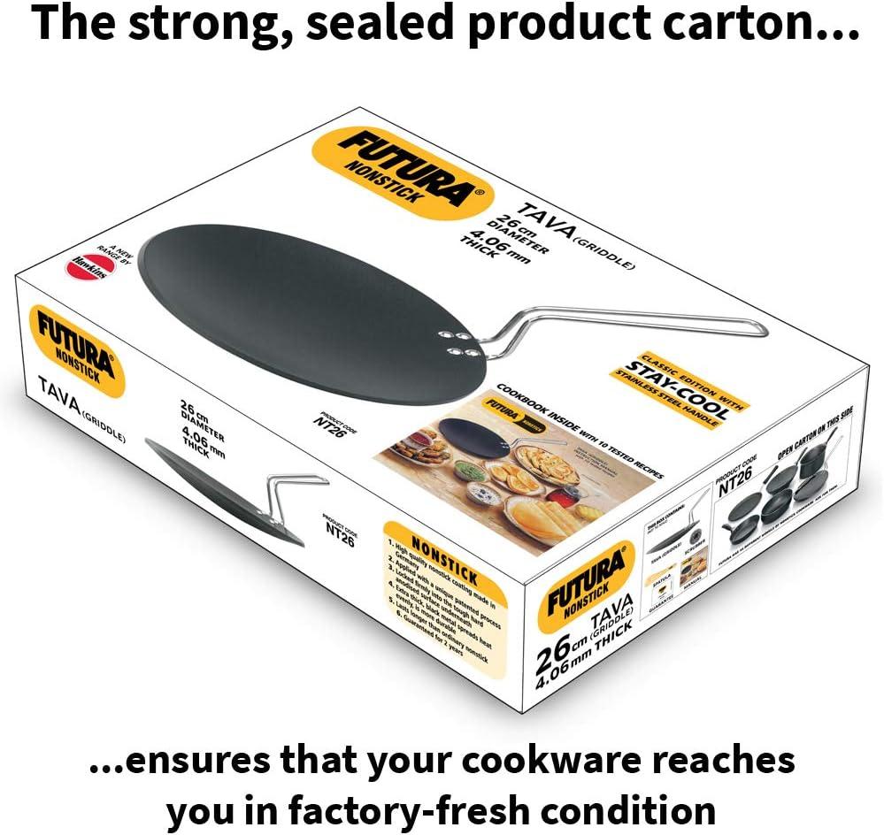 image:imageHawkins Futura 26 cm Tava Non Stick Tawa with Stainless Steel Handle Black NT2610 Inch 406mm Thick