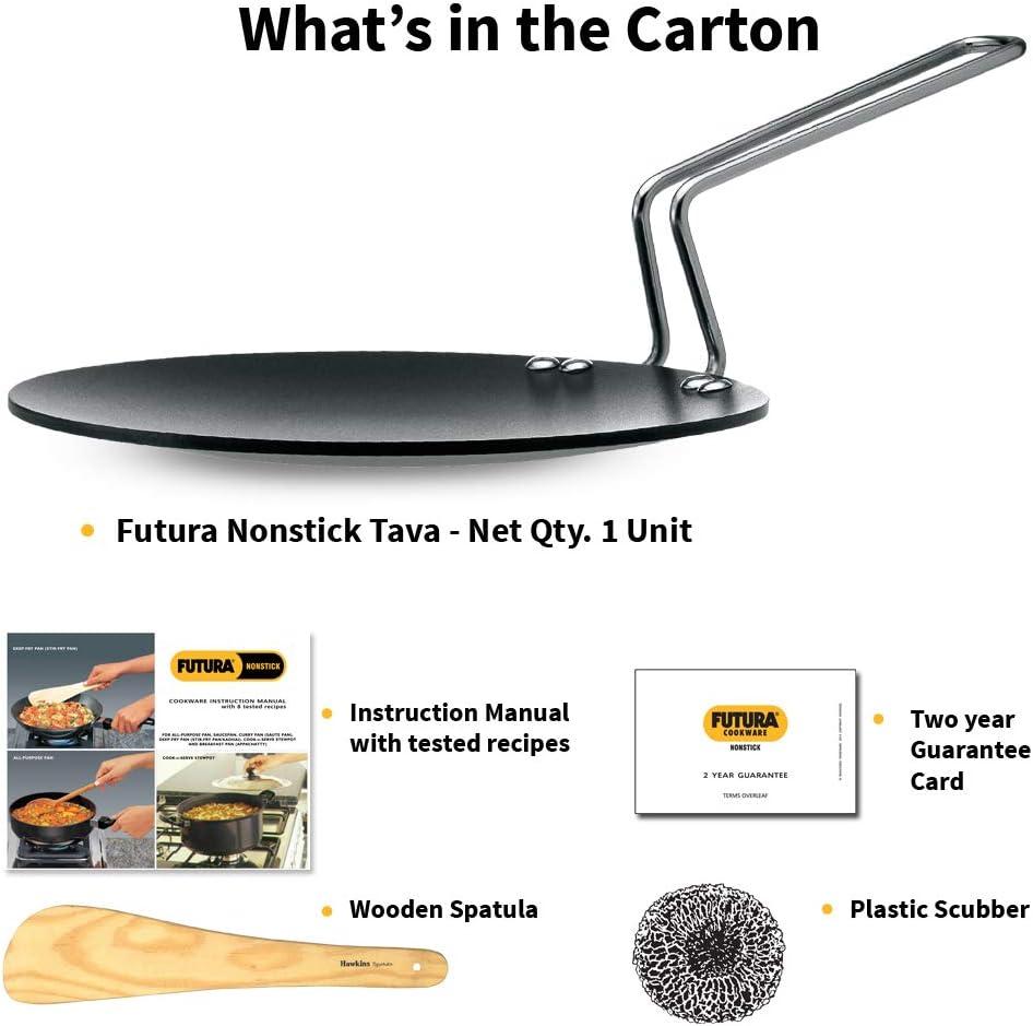 image:imageHawkins Futura 26 cm Tava Non Stick Tawa with Stainless Steel Handle Black NT2685 Inch