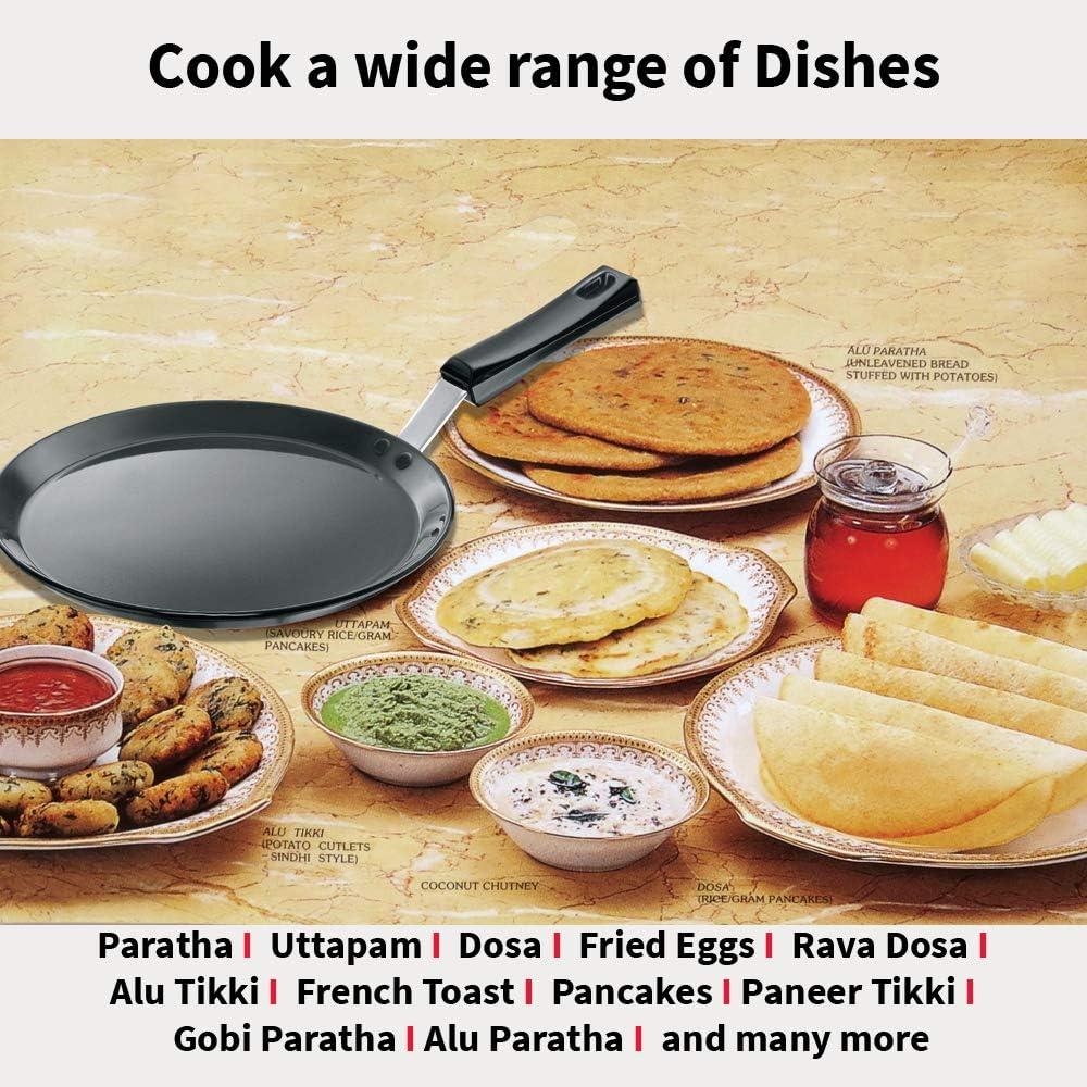 image:imageHawkins Futura 30 cm Flat Tava Non Stick Tawa with Plastic Handle Tawa with Rim Pancake Pan Flat Pan Black NFT30P