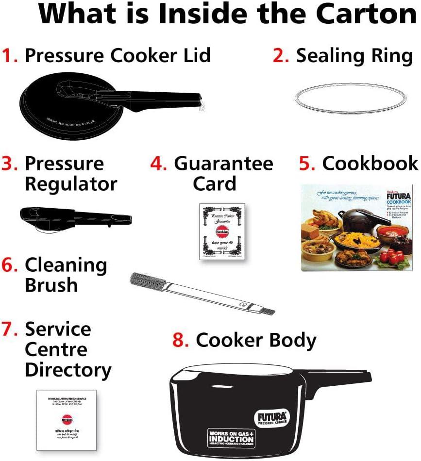 image:imageHawkins Futura 5 Litre Pressure Cooker Hard Anodised Inner Lid Pressure Cooker Induction Cooker Pan Cooker Black IFP5032 Quarts