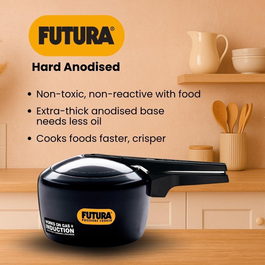 image:imageHawkins Futura 5 Litre Pressure Cooker Hard Anodised Inner Lid Pressure Cooker Induction Cooker Pan Cooker Black IFP5032 Quarts