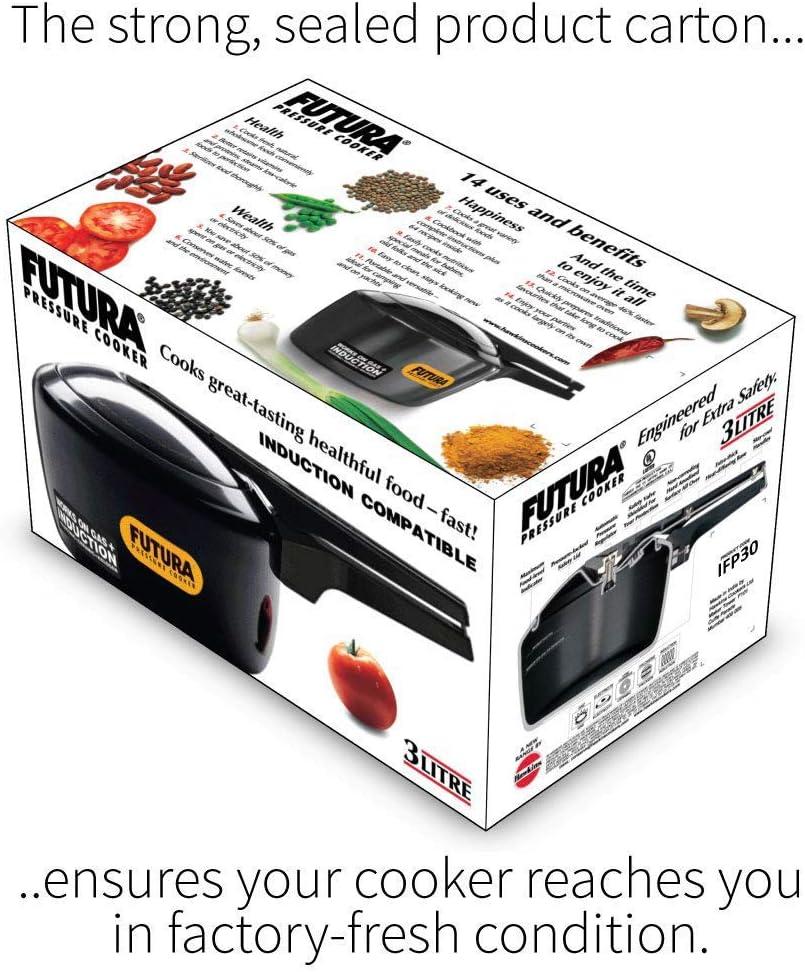 image:imageHawkins Futura 5 Litre Pressure Cooker Hard Anodised Inner Lid Pressure Cooker Induction Cooker Pan Cooker Black IFP5032 Quarts