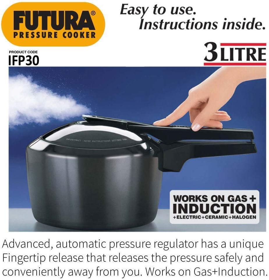 image:imageHawkins Futura 5 Litre Pressure Cooker Hard Anodised Inner Lid Pressure Cooker Induction Cooker Pan Cooker Black IFP5032 Quarts
