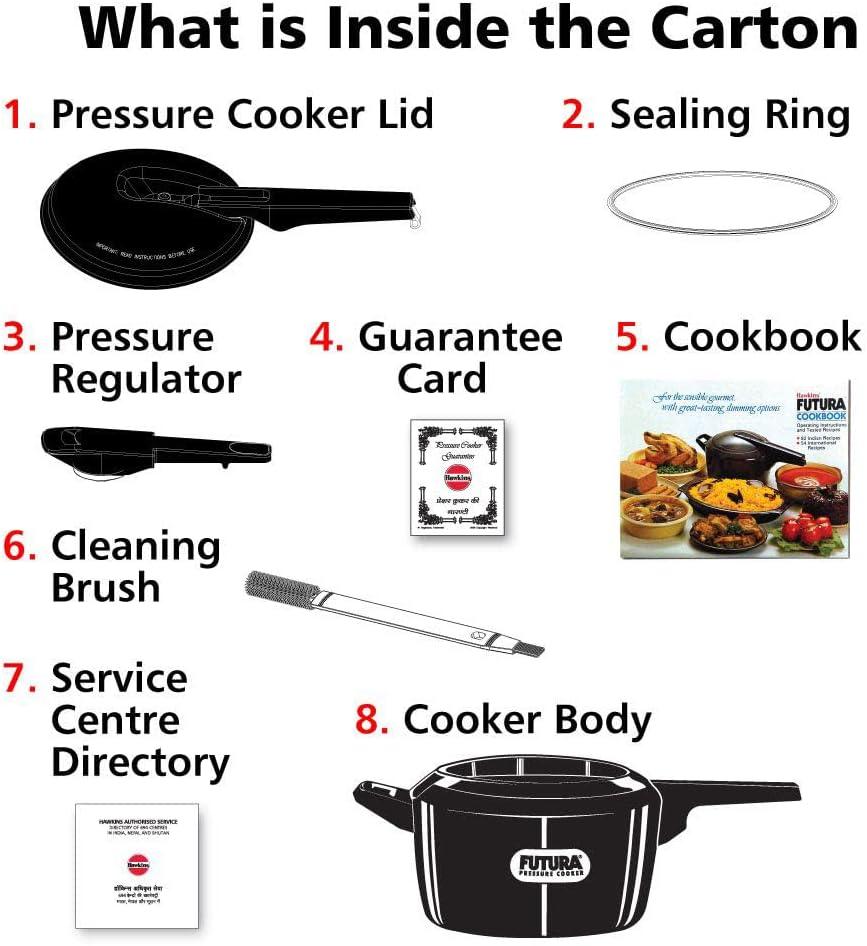 image:imageHawkins Futura 5 Litre Pressure Cooker Hard Anodised Inner Lid Pressure Cooker Induction Cooker Pan Cooker Black IFP5053 Quarts