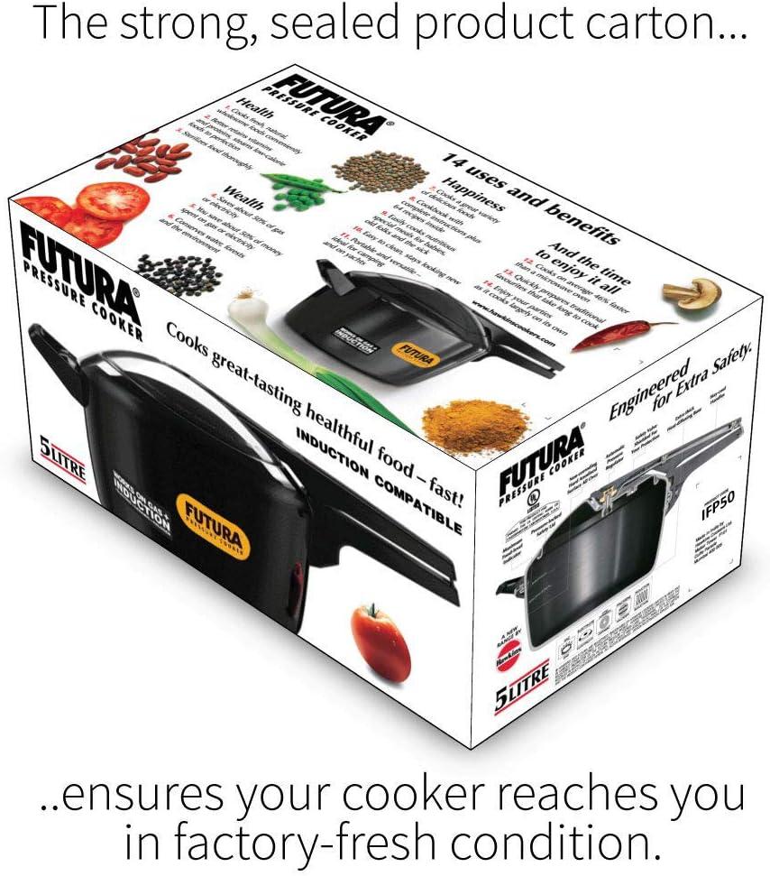 image:imageHawkins Futura 5 Litre Pressure Cooker Hard Anodised Inner Lid Pressure Cooker Induction Cooker Pan Cooker Black IFP5053 Quarts