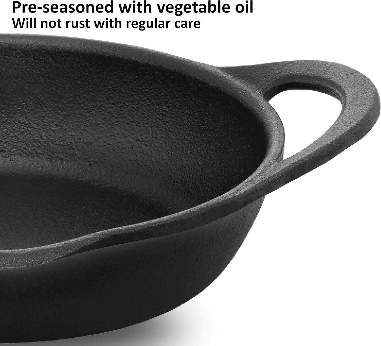 image:imageHawkins Futura Cast Iron Frying Pan 24 cm Diameter Cast Iron Skillet Omlette Pan Iron Frypan CIF24G