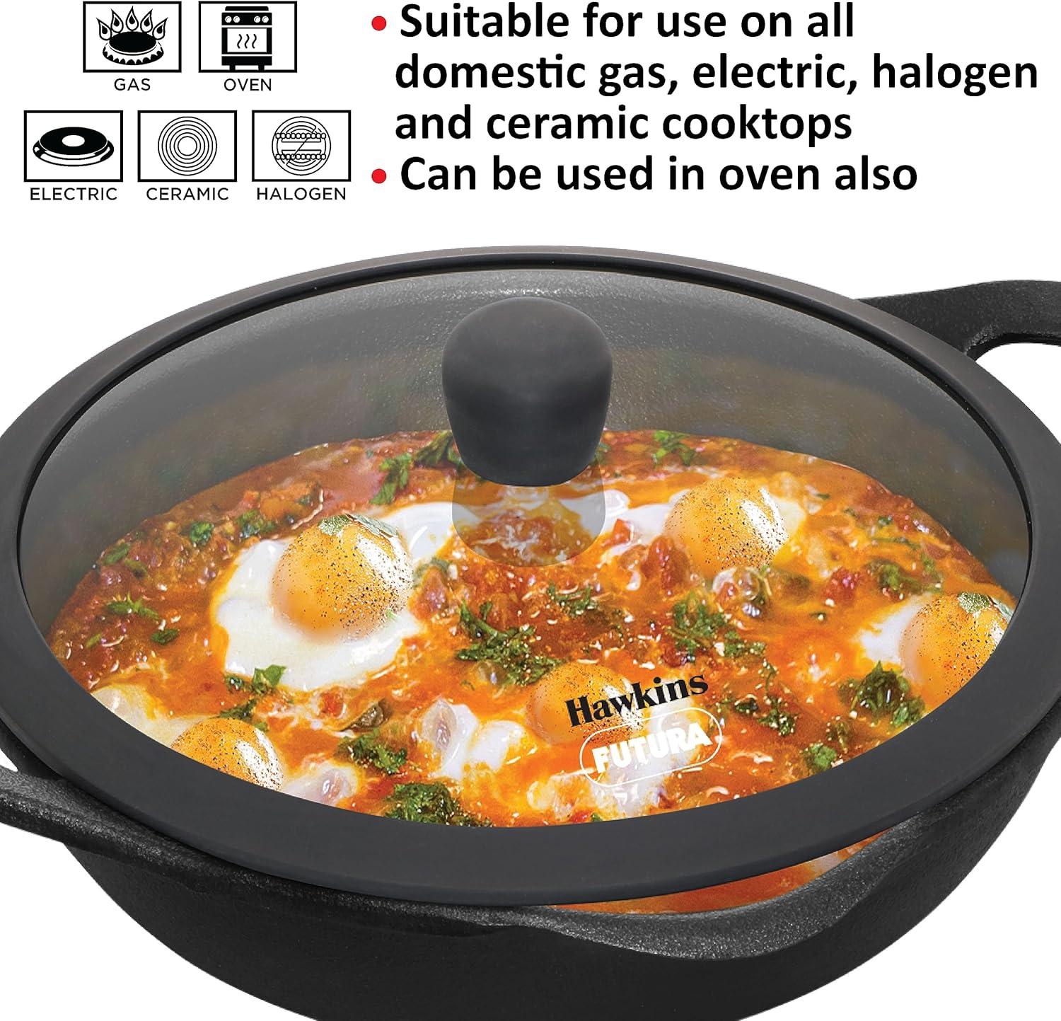 image:imageHawkins Futura Cast Iron Frying Pan 24 cm Diameter Cast Iron Skillet Omlette Pan Iron Frypan CIF24G