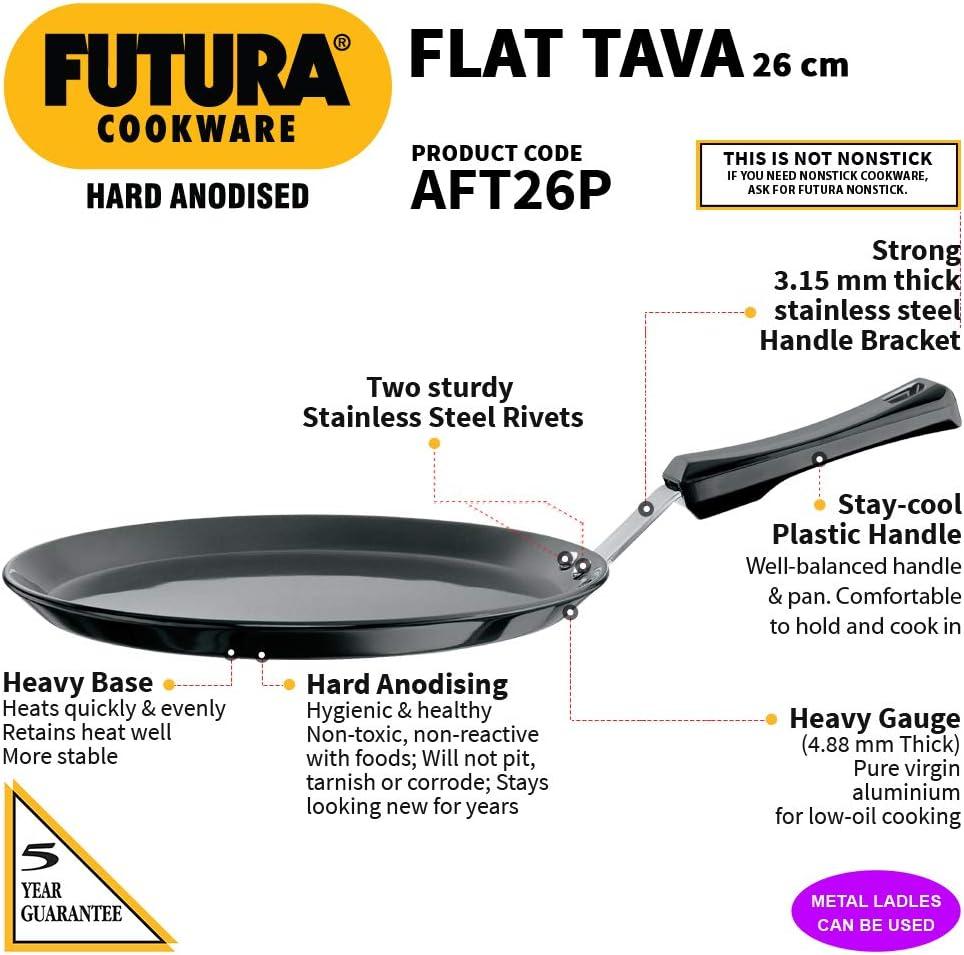image:imageHawkins Futura Hard Anodised Flat Tava 22 cm 406 mm Black10inch Plastic Handle